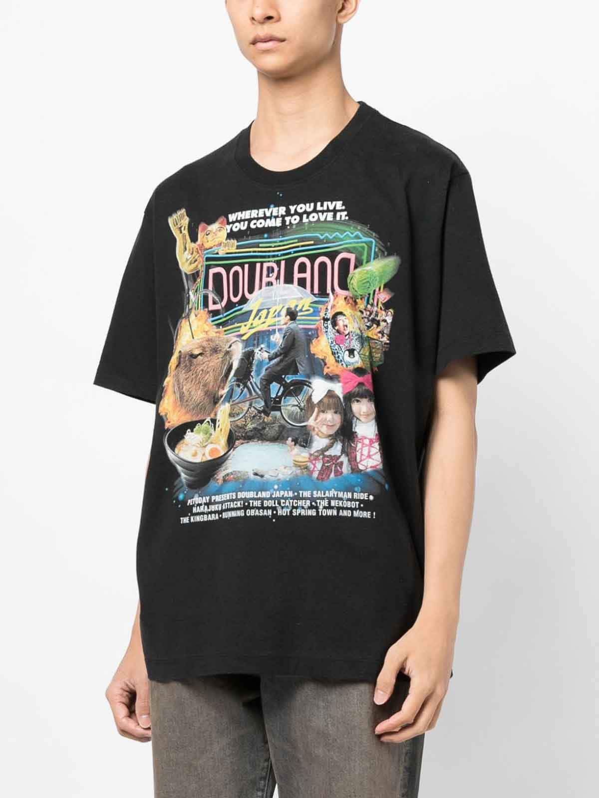 Doublet Printed cotton t-shirt - Black - Men|23AW35CS297JAPAN