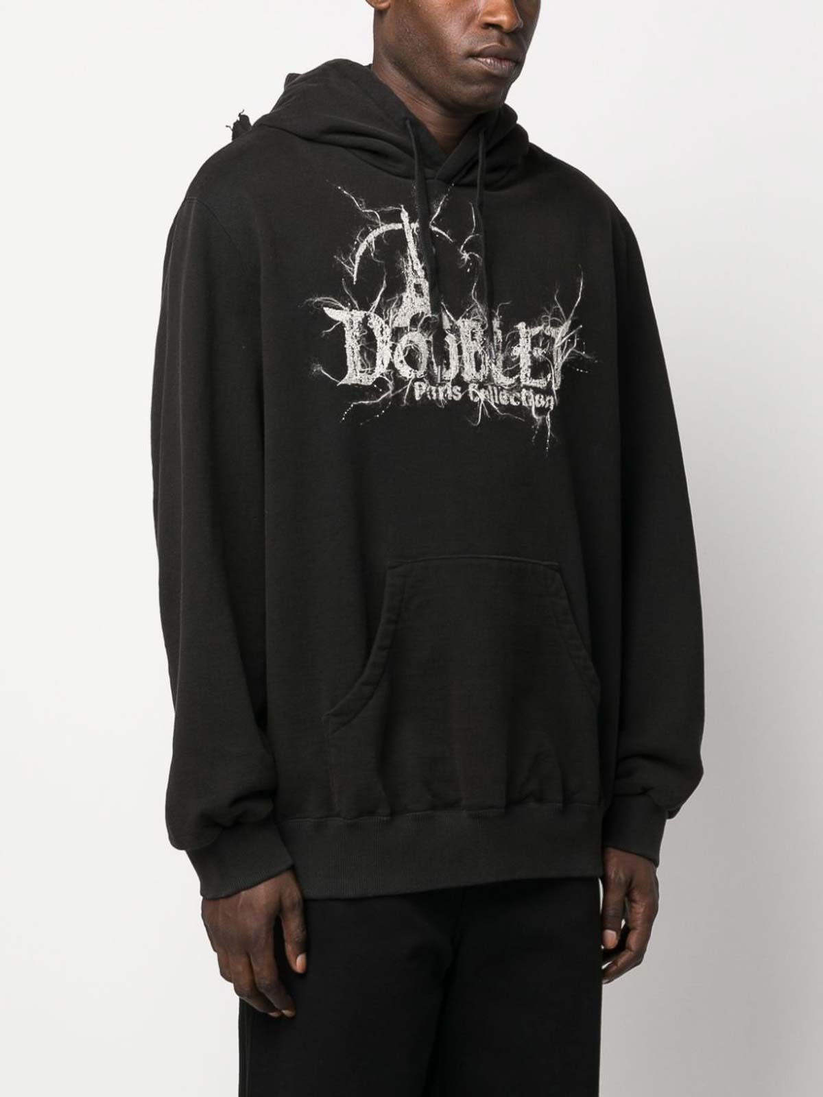Shop Doublet Logo Cotton Hoodie In Black