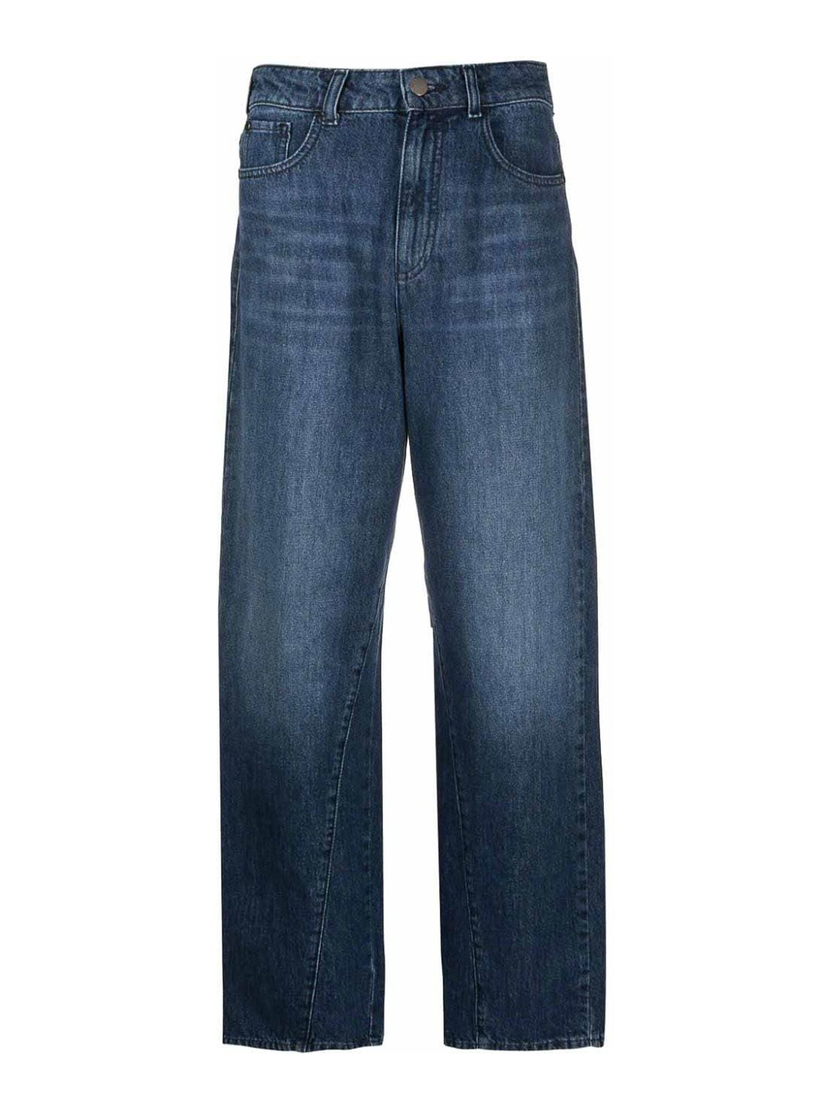 Shop Emporio Armani Baggy Denim Jeans In Blue