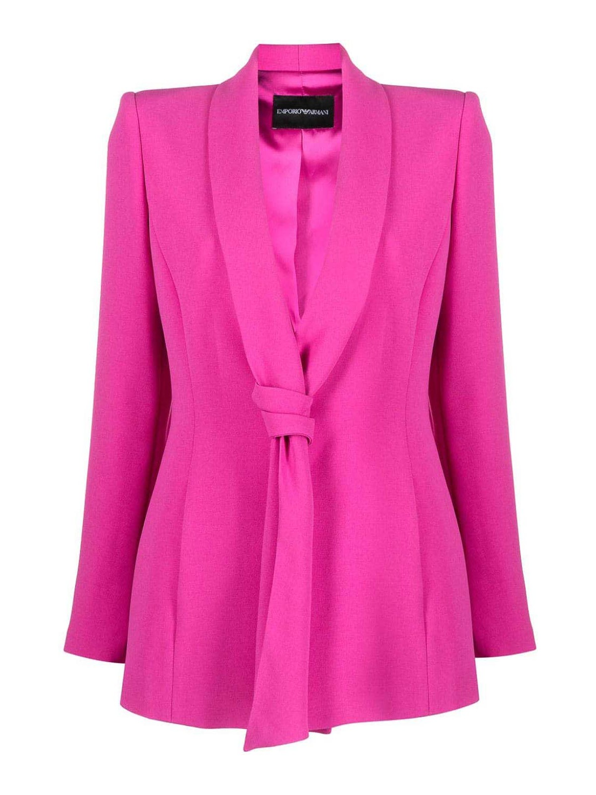 Emporio Armani Knot-front Crepe Cady Jacket In Red