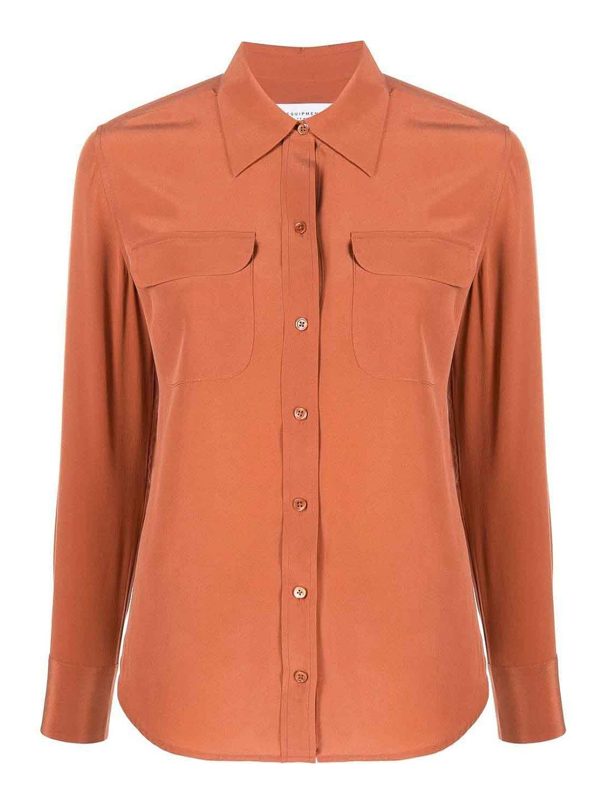 Equipment Slim Silk Shirt In Orange