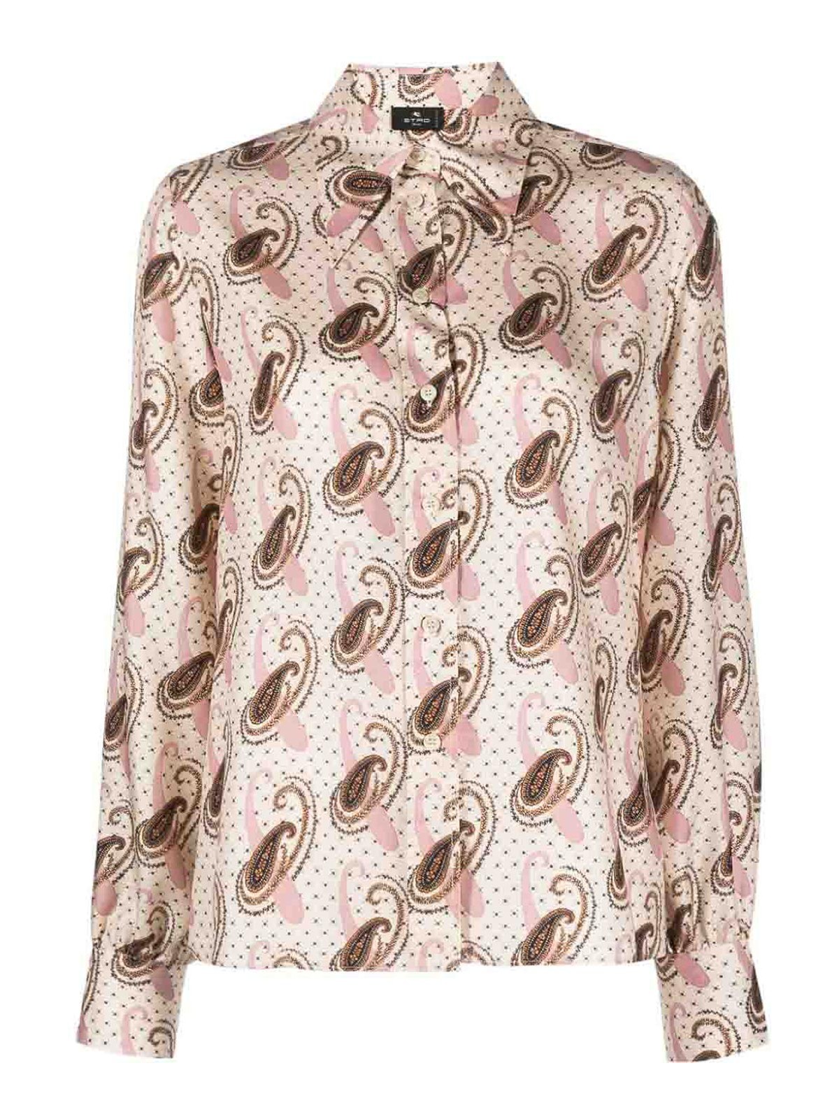 Etro Paisley Printed Silk Charmeuse Shirt In Black