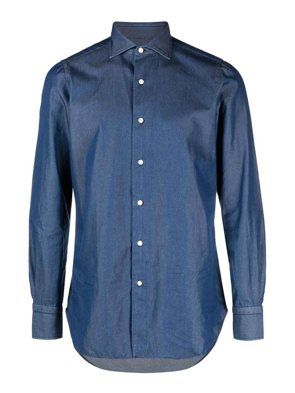 Finamore 1925 Regular Fit Denim Shirt In Blue