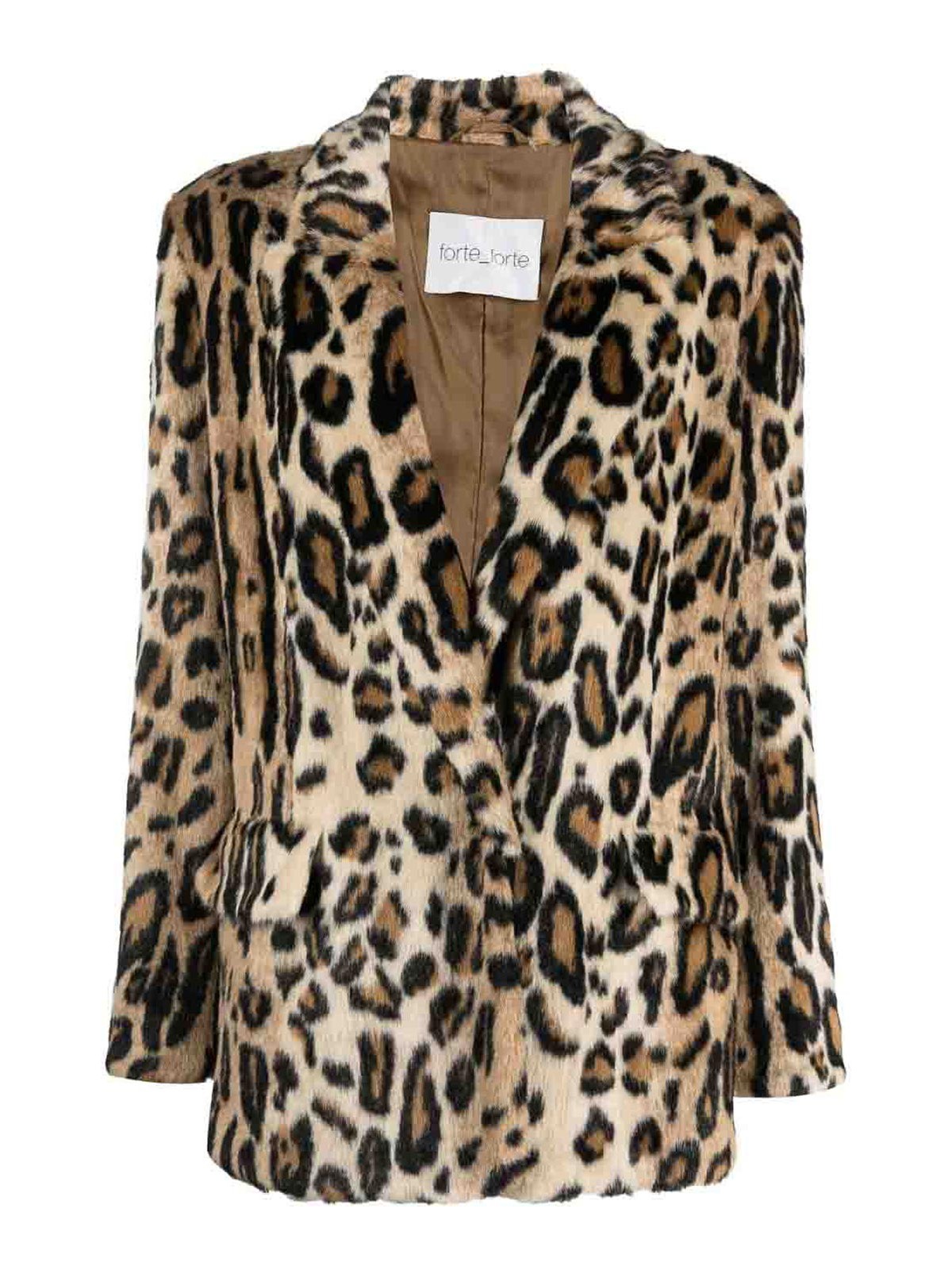 FORTE FORTE ANIMALIER ECO FUR SINGLE-BREASTED JACKET