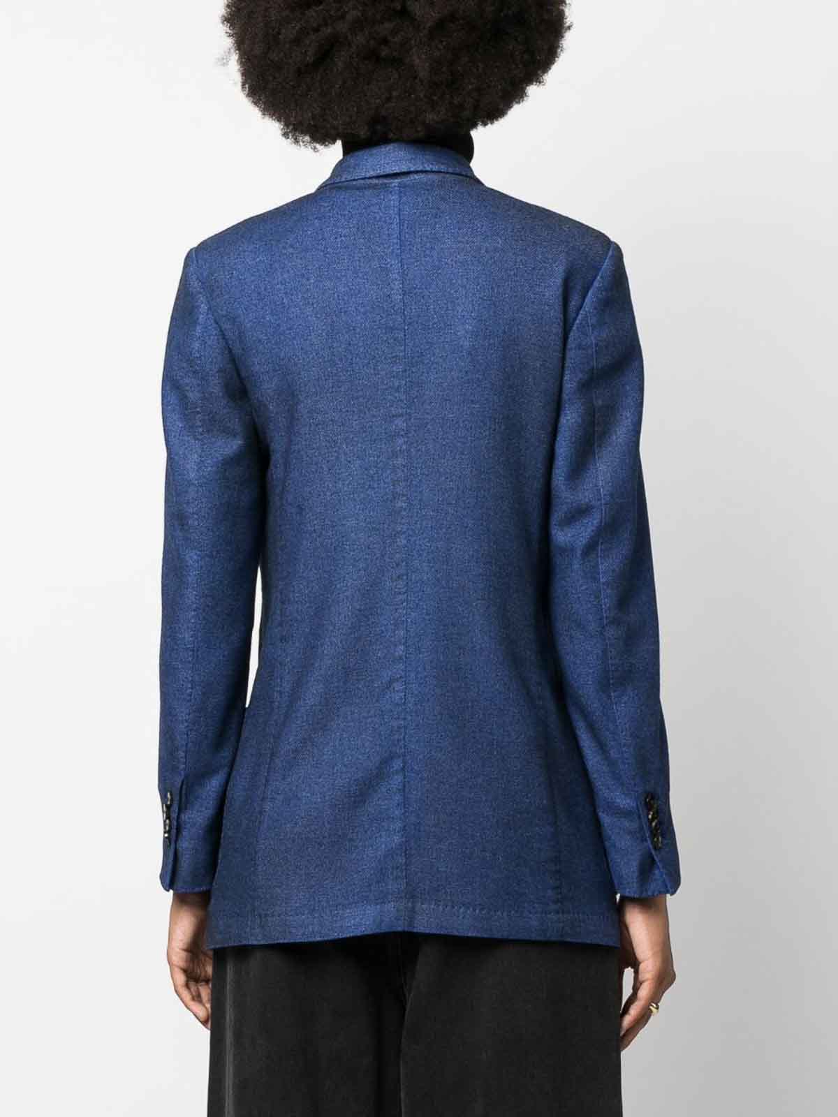Shop Gabriele Pasini Double-breasted Wool Blend Jacket In Blue