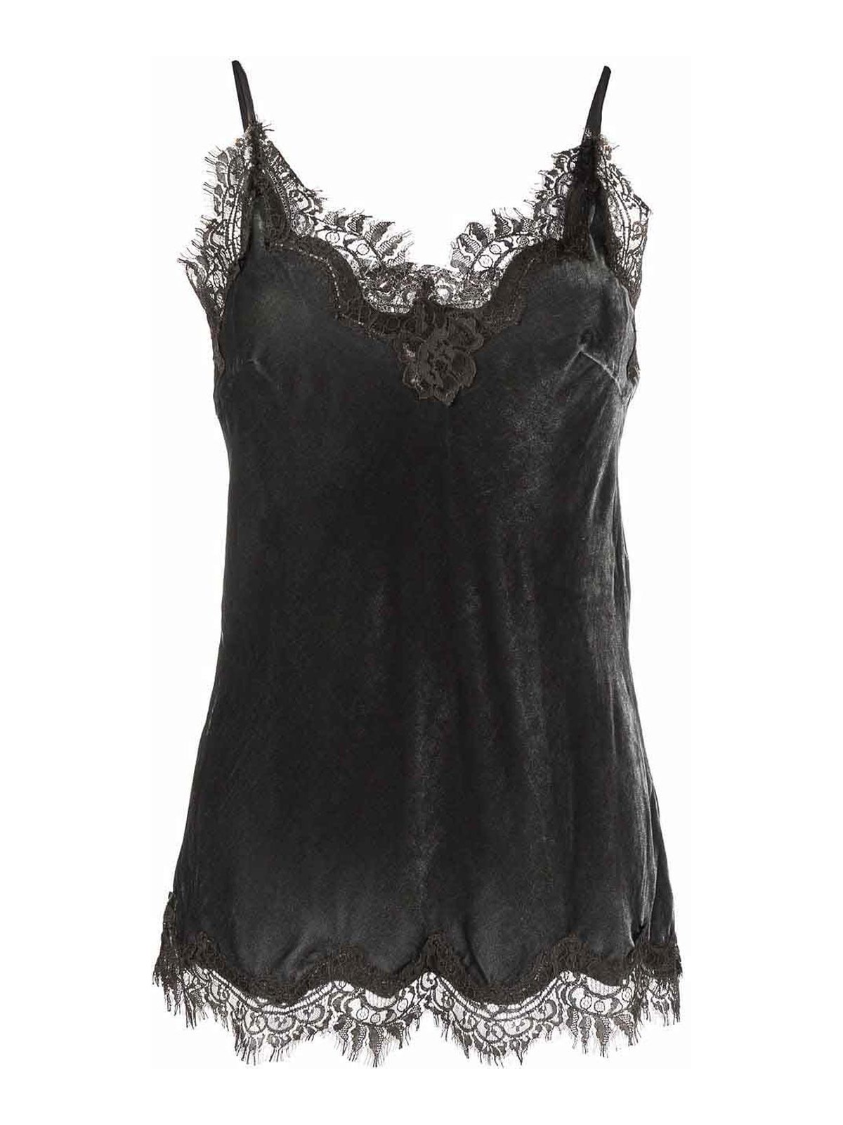 Shop Gold Hawk Lace-trim Sleeveless Top In Grey