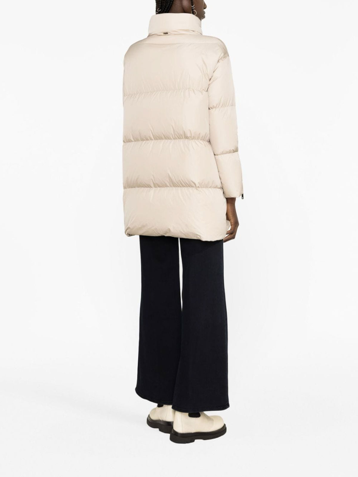 Shop Herno Nyln Midi Down Jacket In Beis