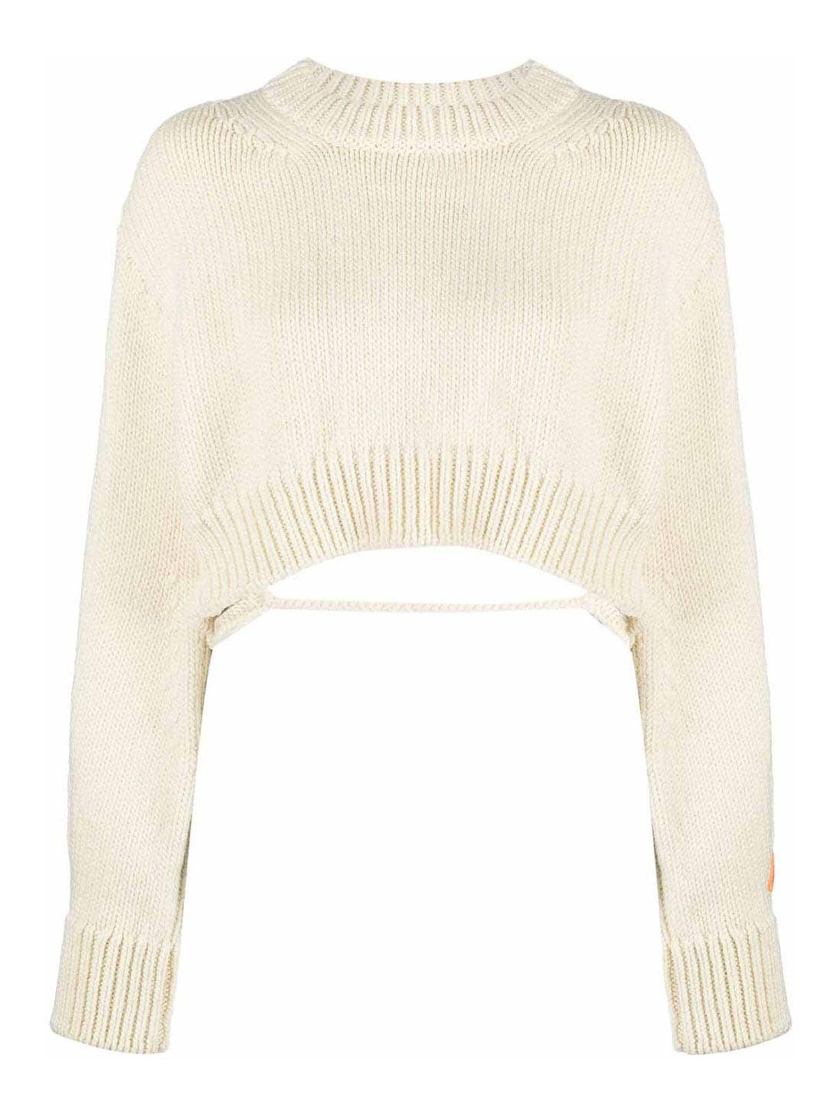 Heron Preston Cropped Wool Sweater In Blanco