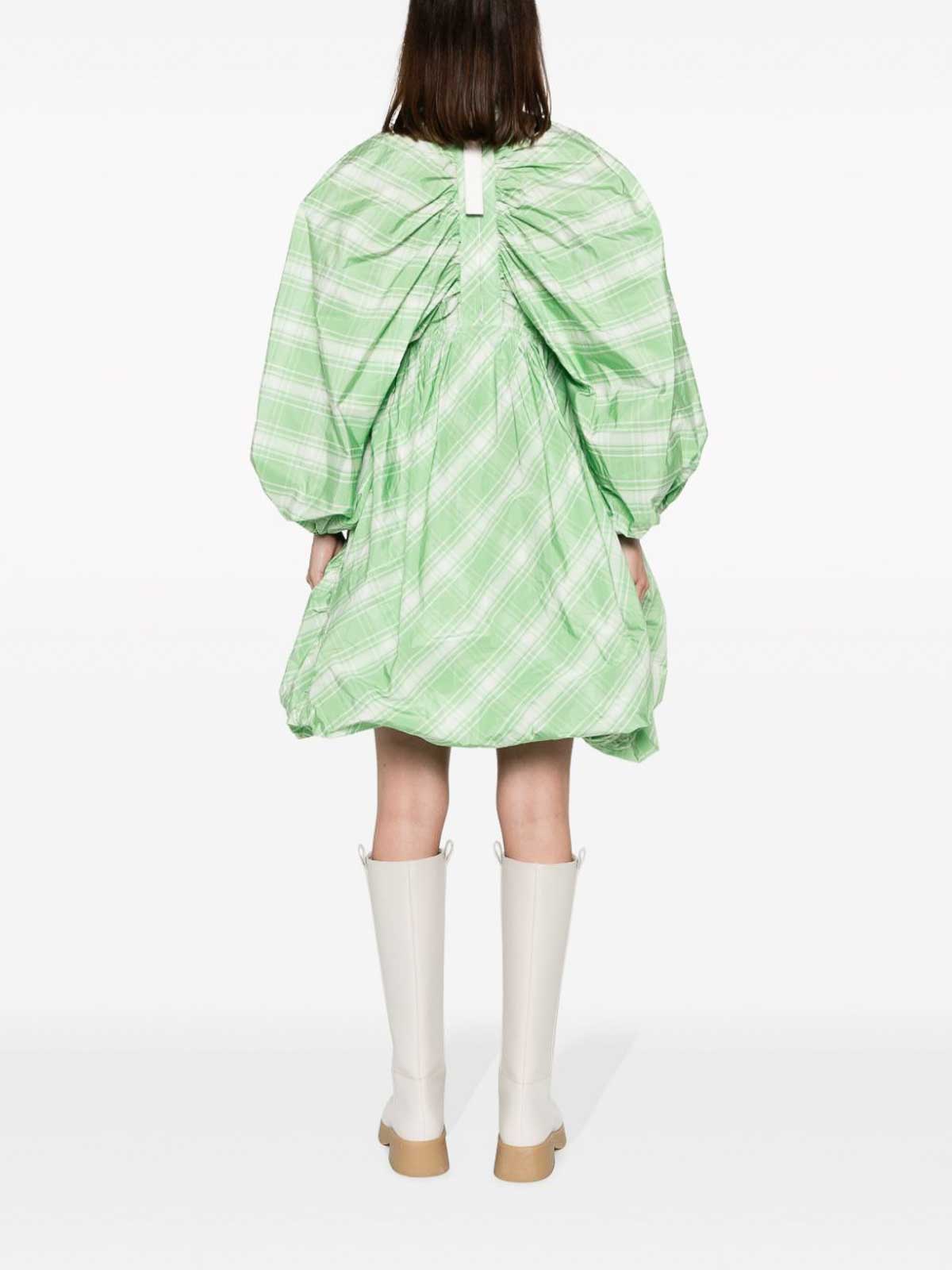 Shop Jil Sander Plaid-check Minidress In Green