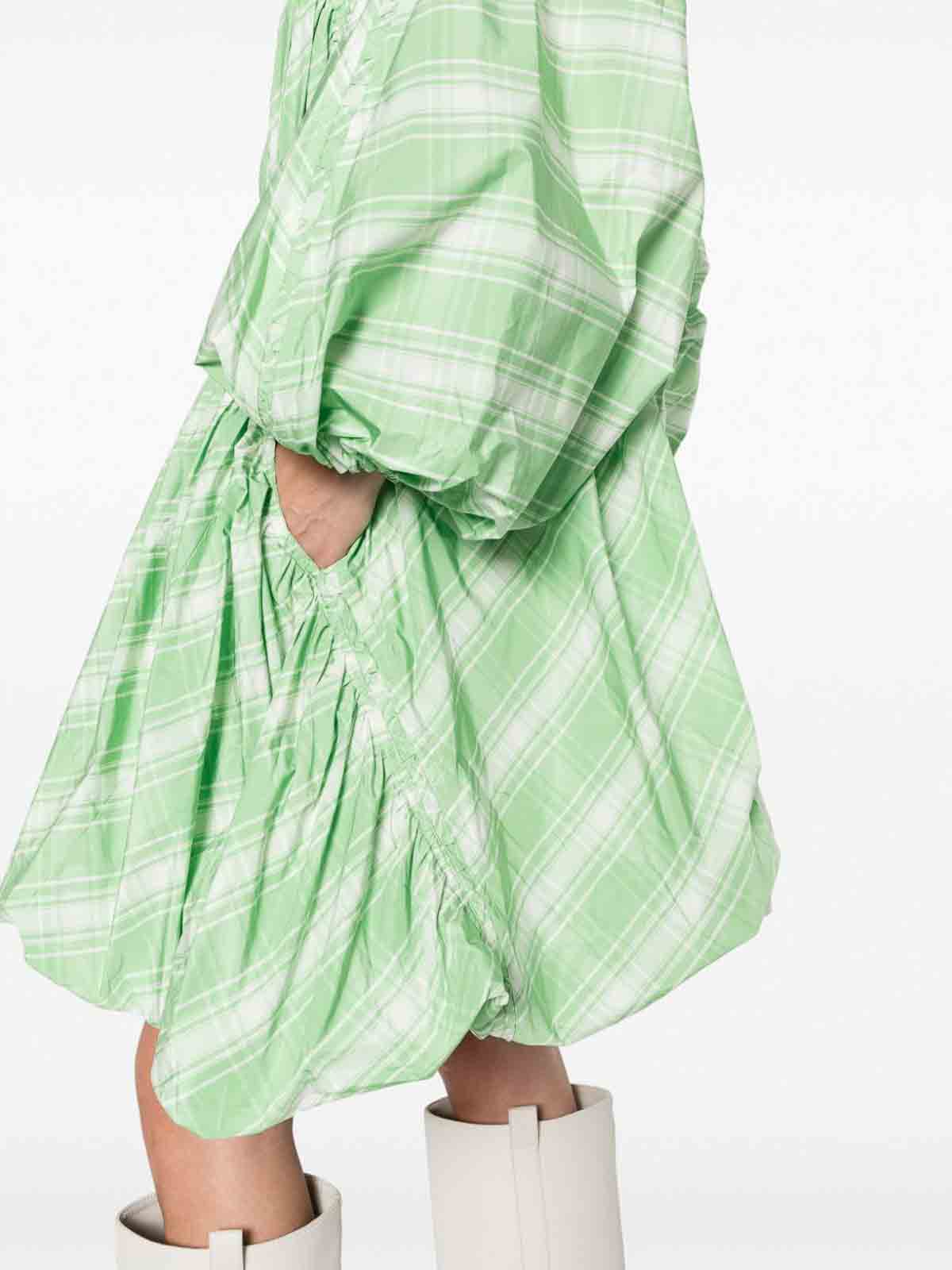 Shop Jil Sander Plaid-check Minidress In Green