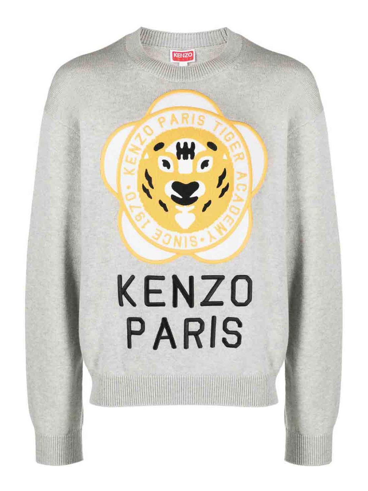 Shop Kenzo Tiger Academy Wool Blend Jumper In Grey