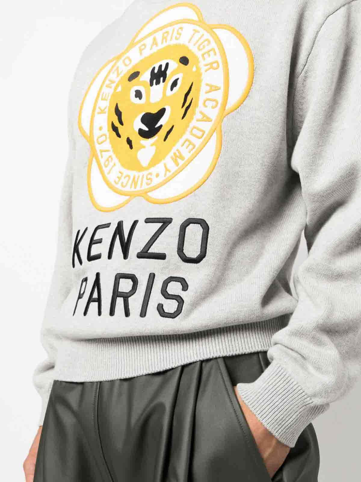 Shop Kenzo Tiger Academy Wool Blend Jumper In Grey