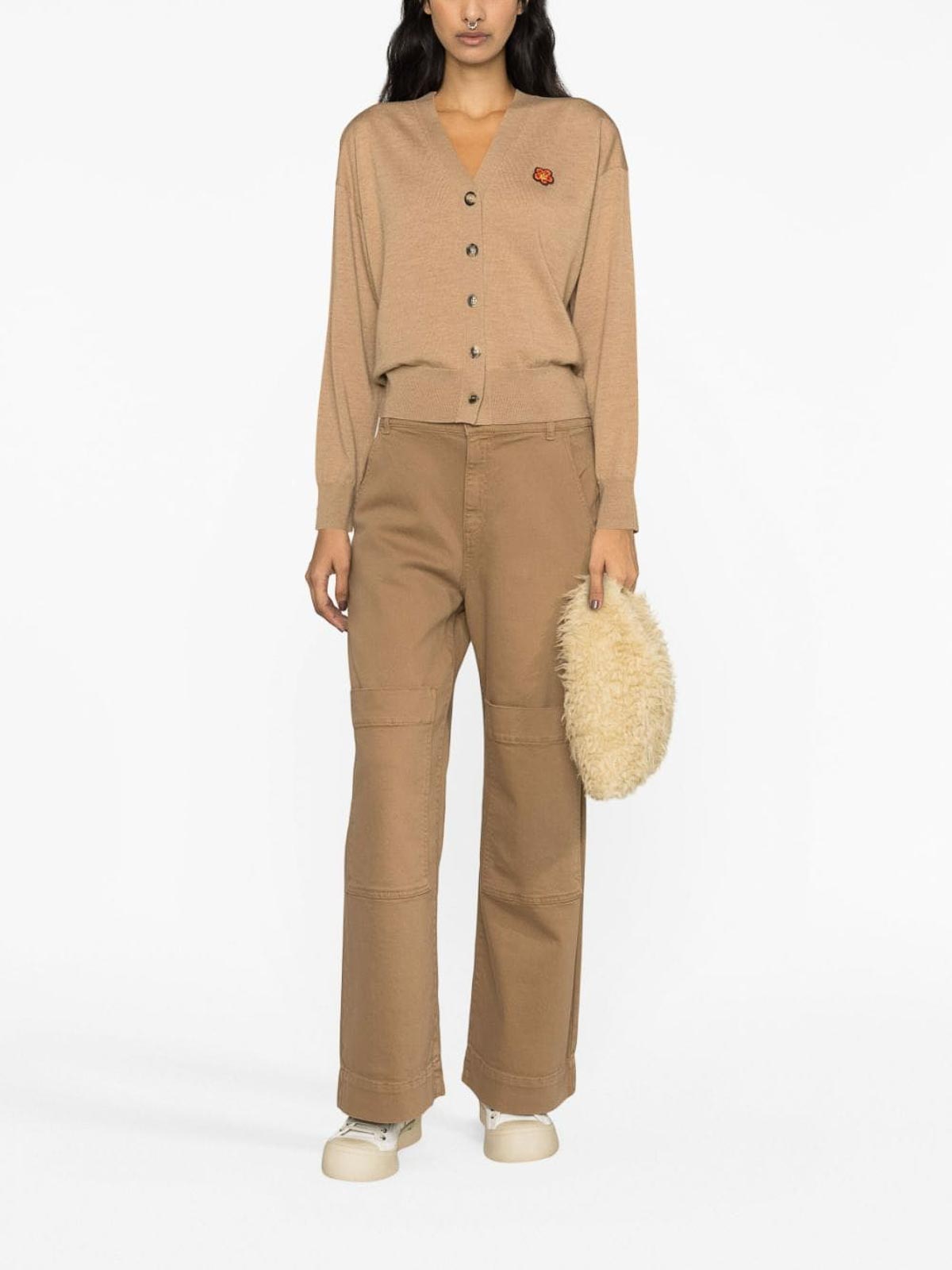 トップス KENZO BOKE FLOWER CREST CARDIGAN KENZO Boke Flower Crest Cardigan Beige at CareOfCarl.com