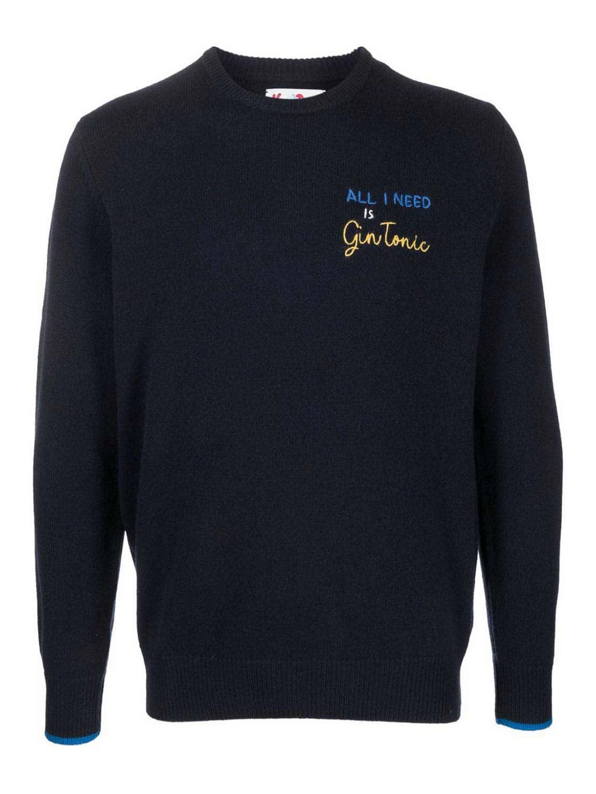 Shop Mc2 Saint Barth Gin Tonic Embroidery Sweater In Blue