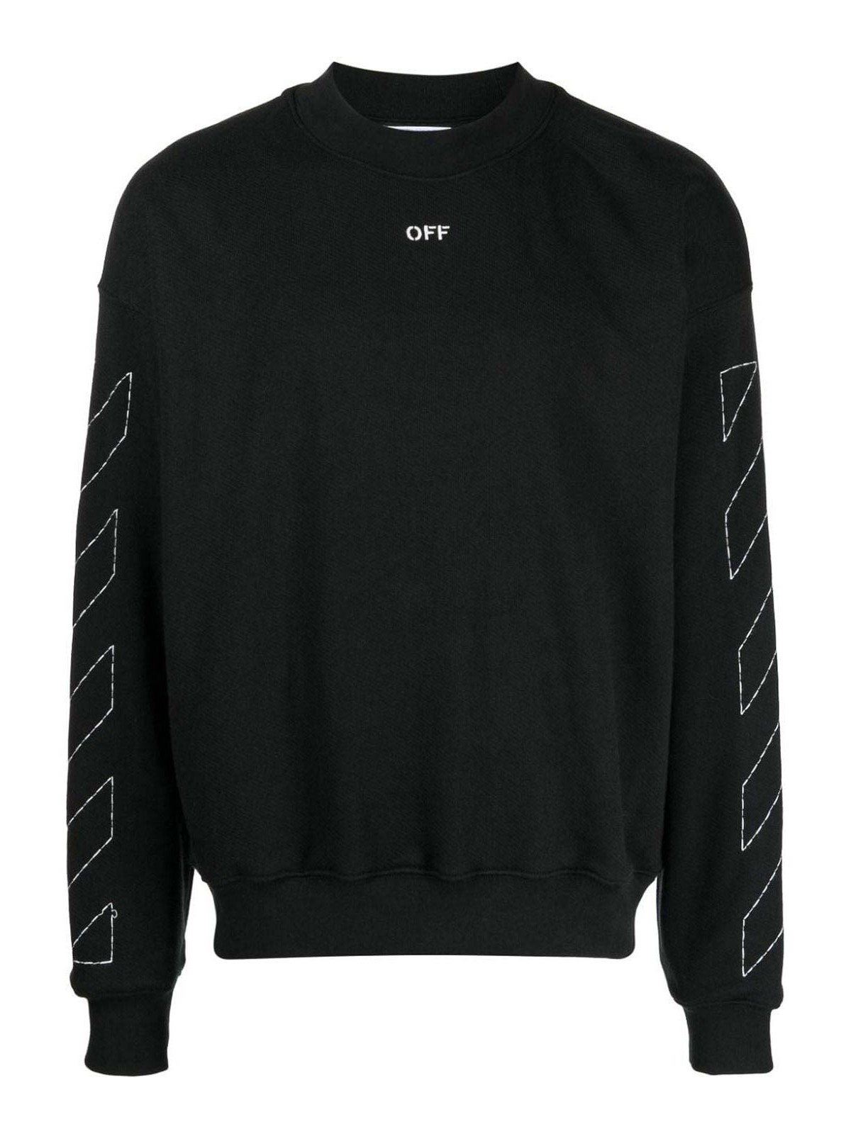 Shop Off-white Logo Cotton Sweatshirt In Black