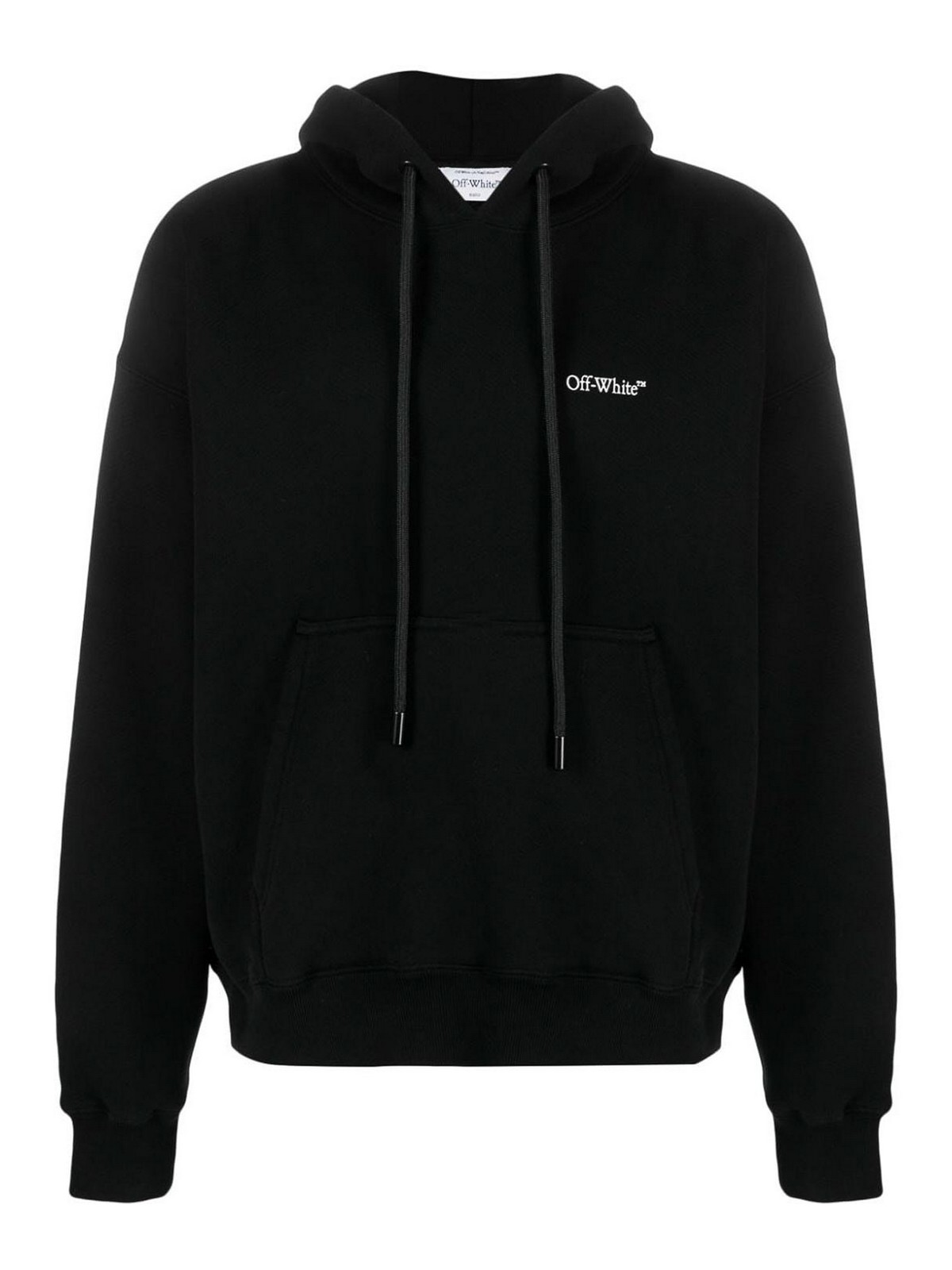 Shop Off-white Logo Cotton Hoodie In Black