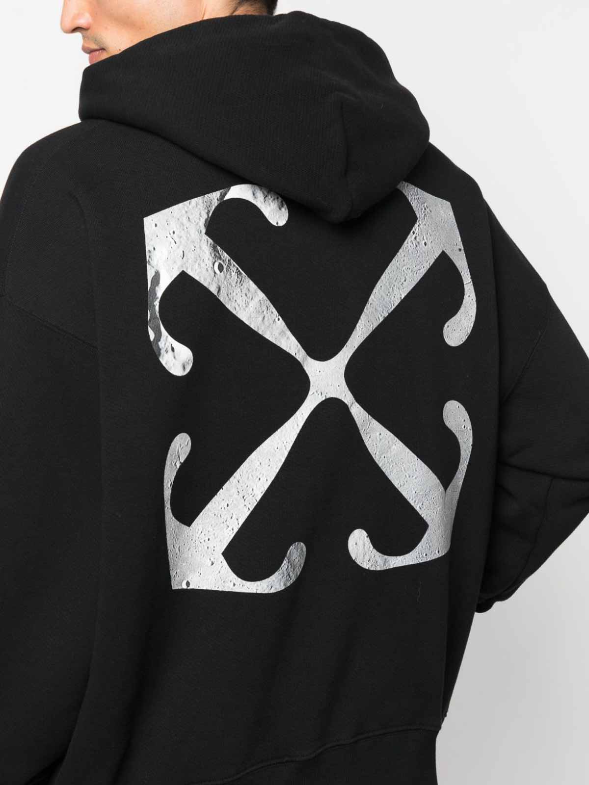 Shop Off-white Logo Cotton Hoodie In Black