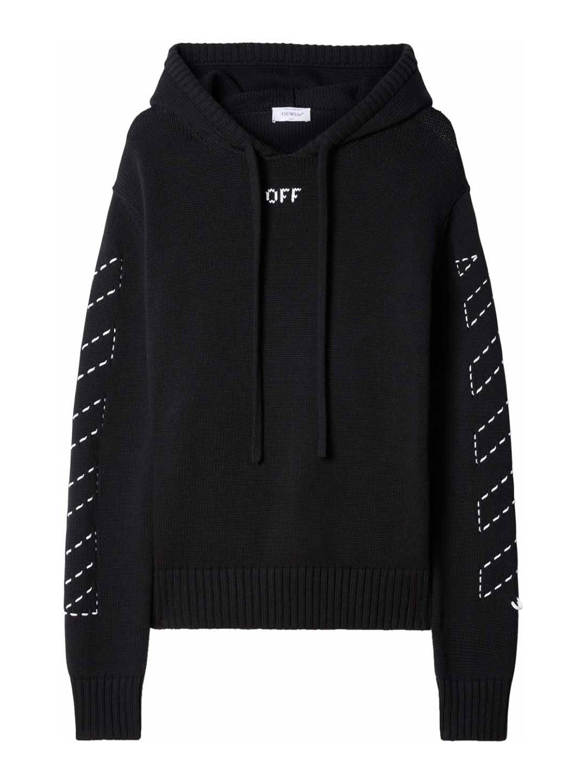 Off-white Off White 'stitch Arr Diags' Hooded Sweater In Negro
