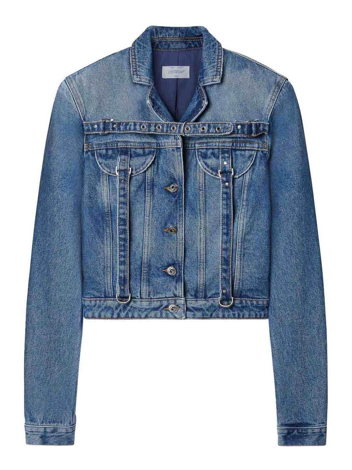Off-white Off White Denim Jacket With Harness Details In Blue