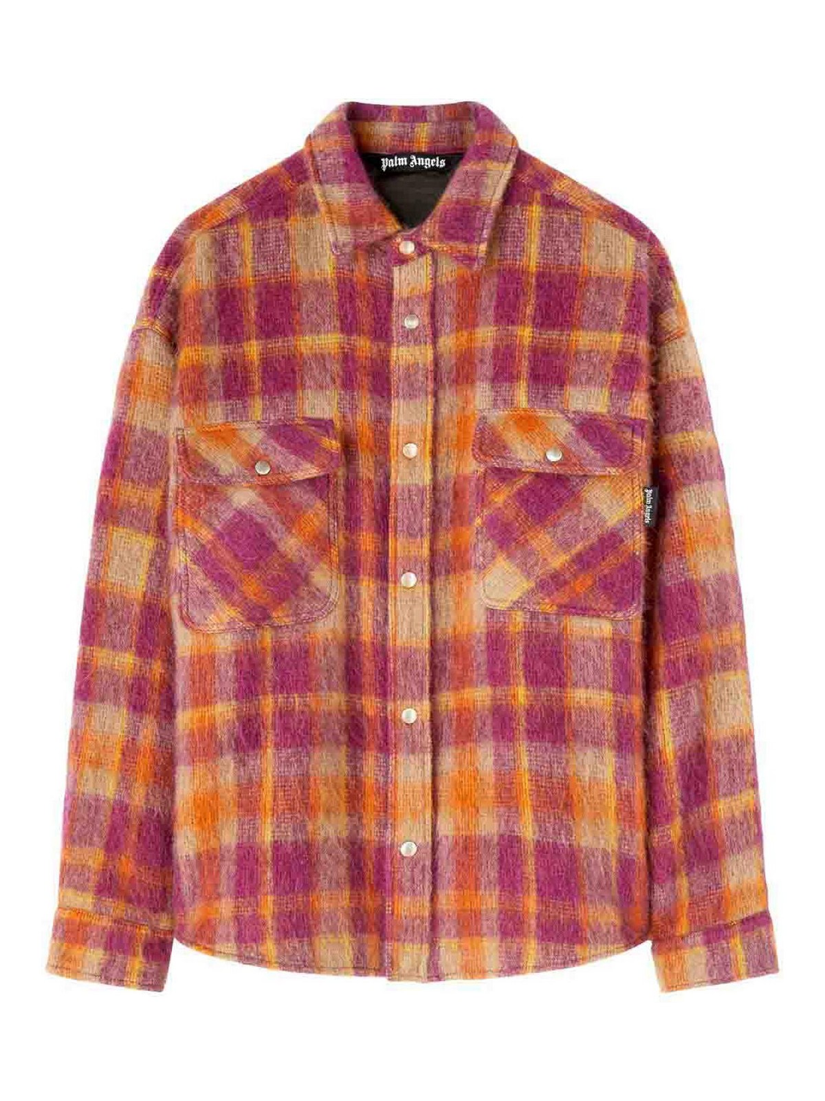 Shop Palm Angels Checked Wool Overshirt In Rojo Oscuro