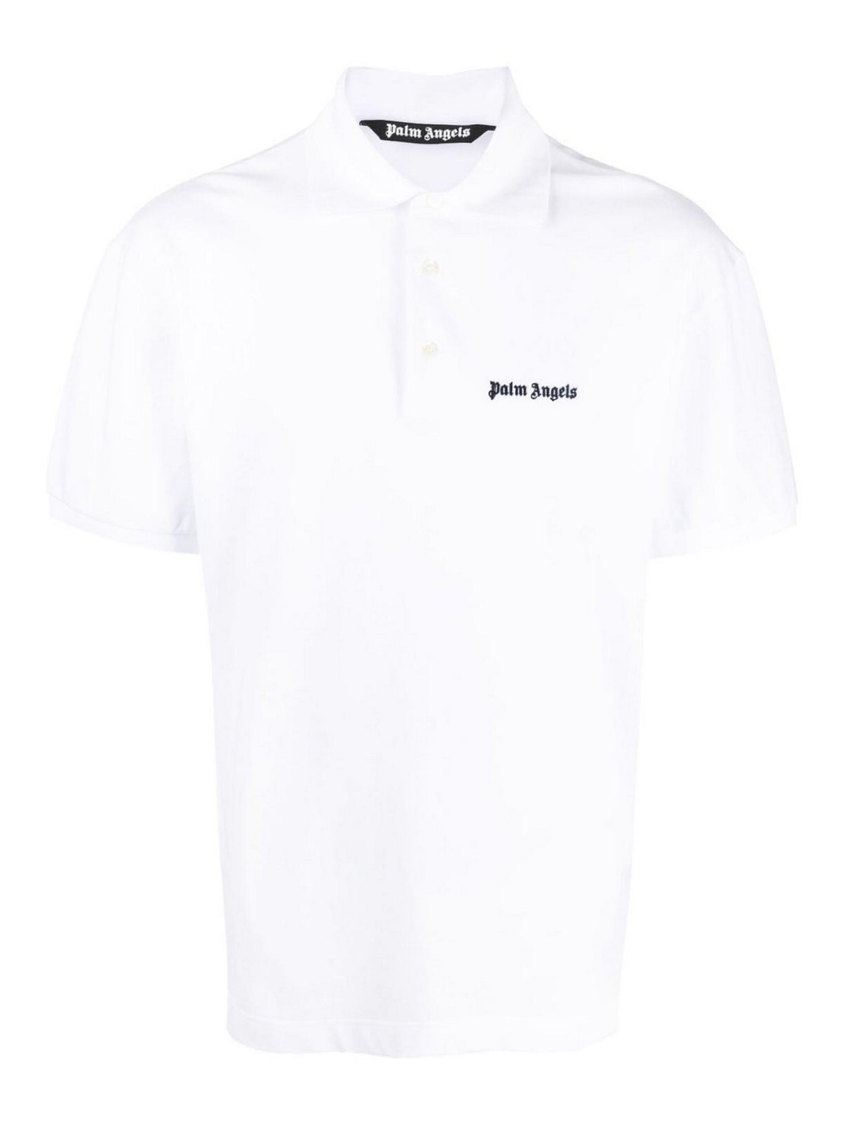 Shop Palm Angels Embroidered Logo Cotton Polo Shirt In White