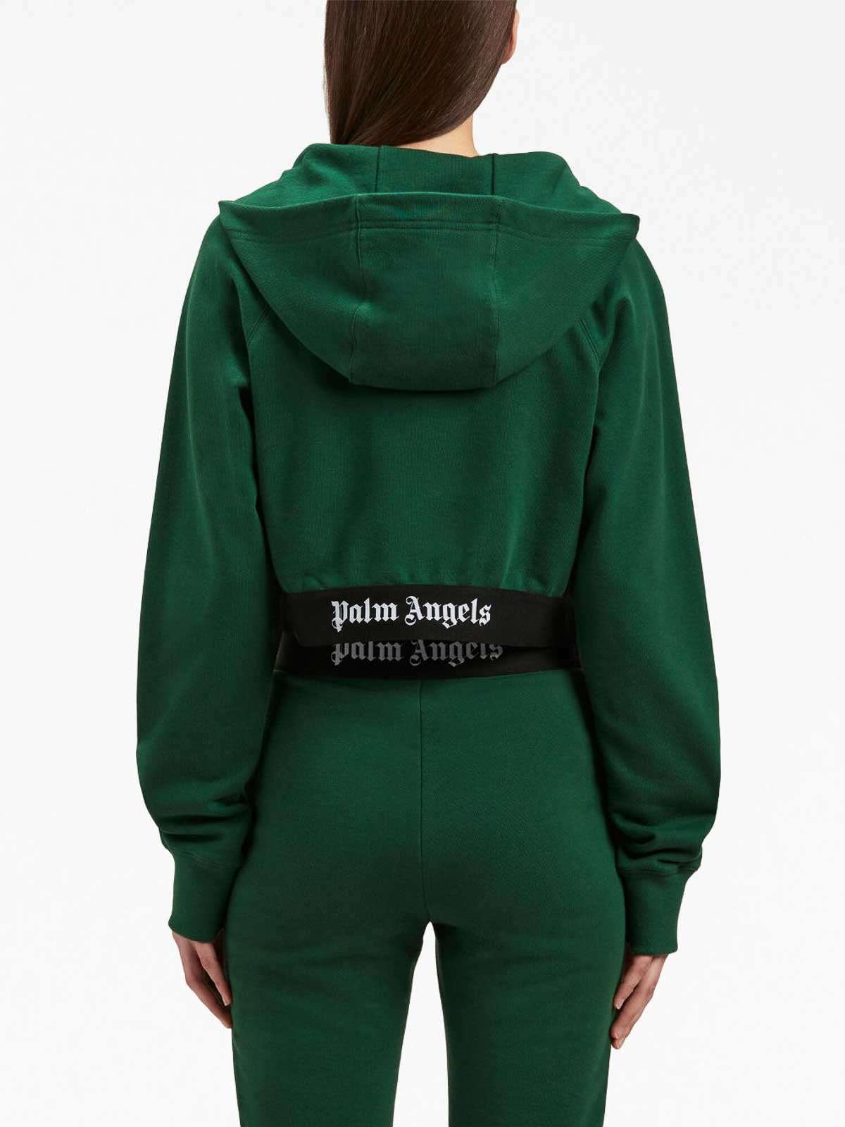 Palm Angels Logo cotton hoodie - Green | PWBB062F23FLE0015710