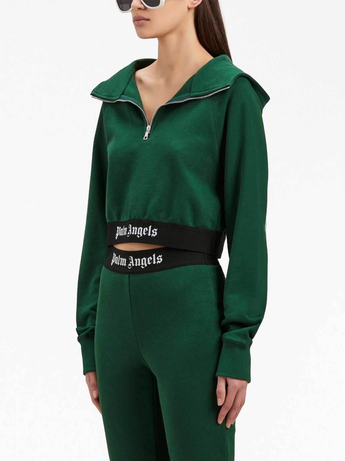 Palm Angels Logo cotton hoodie - Green | PWBB062F23FLE0015710