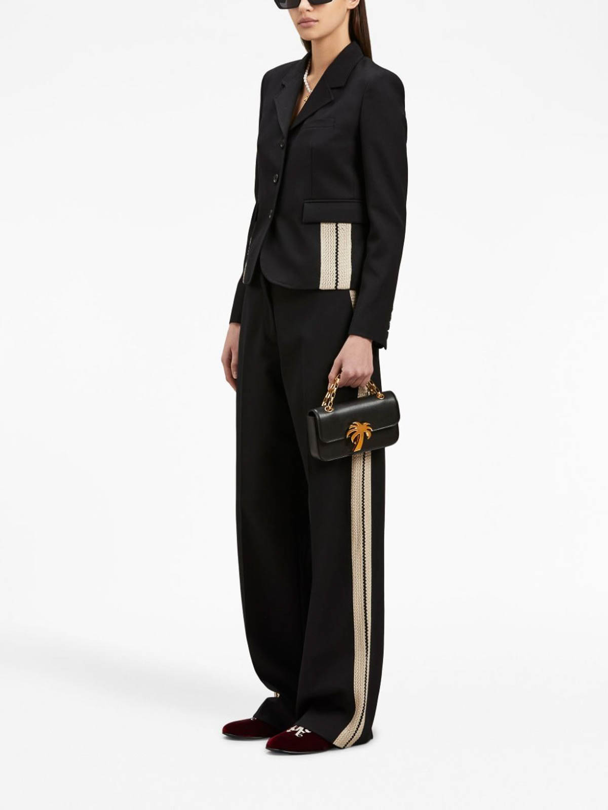 パンツ Palm Angels FW23 WOOL PANTS (PWCA107_F23FAB0011003) Palm Angels Wool blend trousers - Black | PWCA107F23FAB0011003
