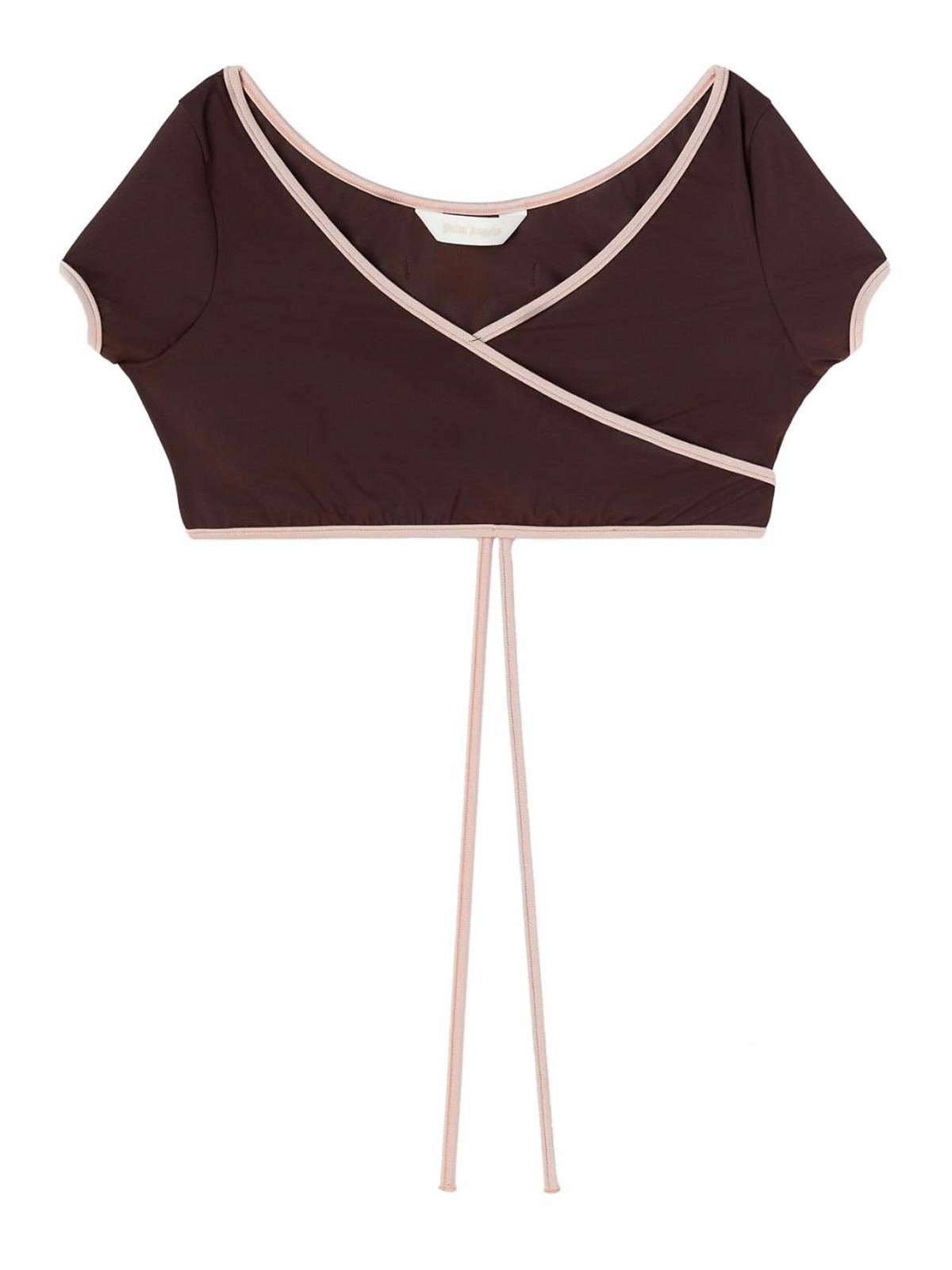 Shop Palm Angels Cap-sleeves Bikini Top In Brown