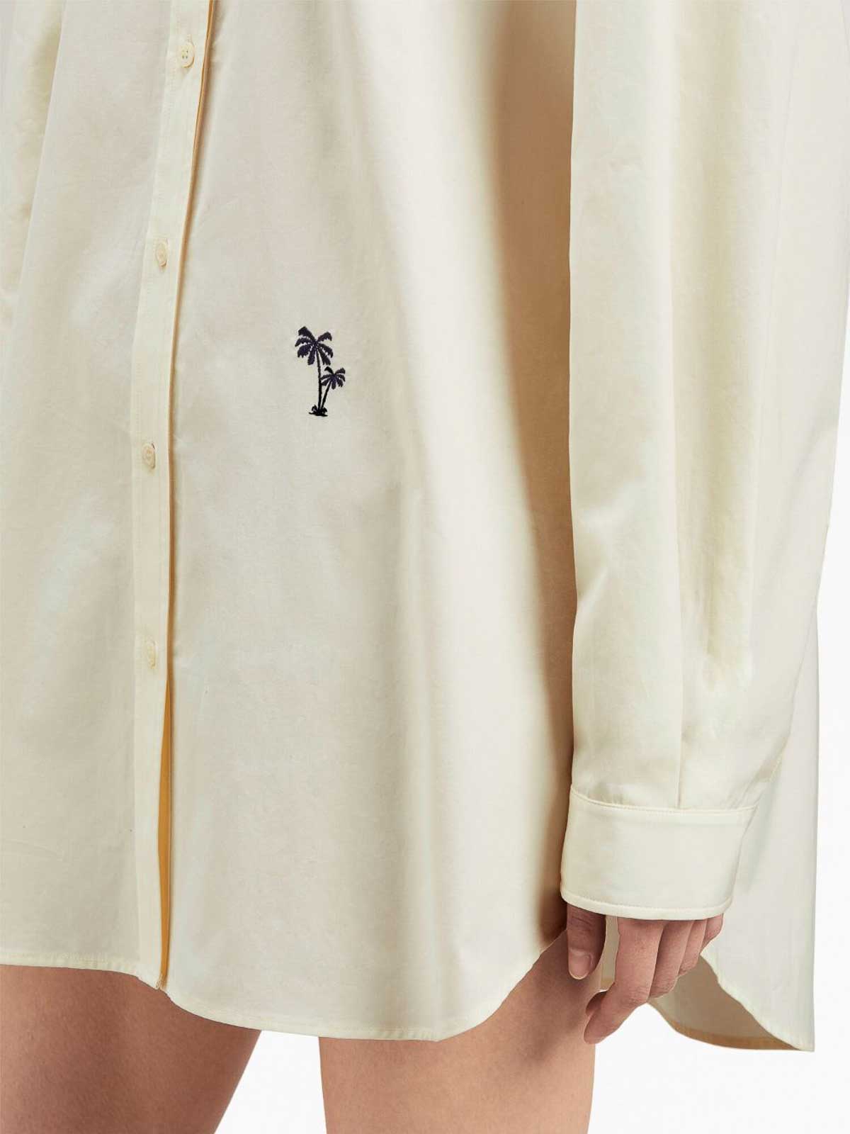 Shop Palm Angels Logo Cotton Shirt In Beige