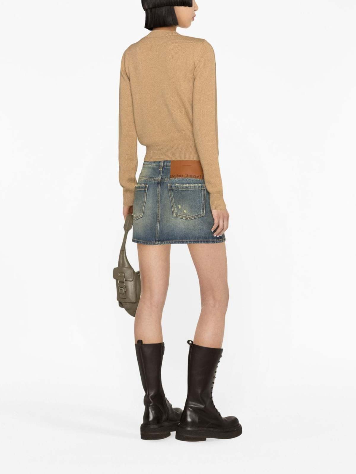 Shop Palm Angels Denim Mini Skirt In Azul