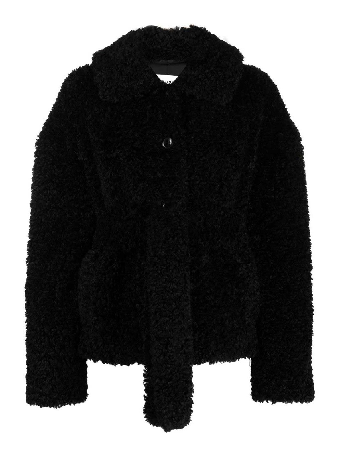 Shop P.a.r.o.s.h Short Faux Fur Jacket In Black
