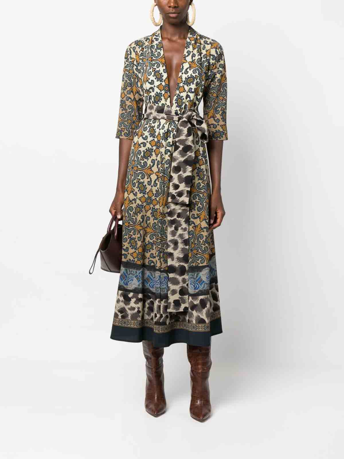 Shop Pierre-louis Mascia Wool Blend Long Dress In Brown