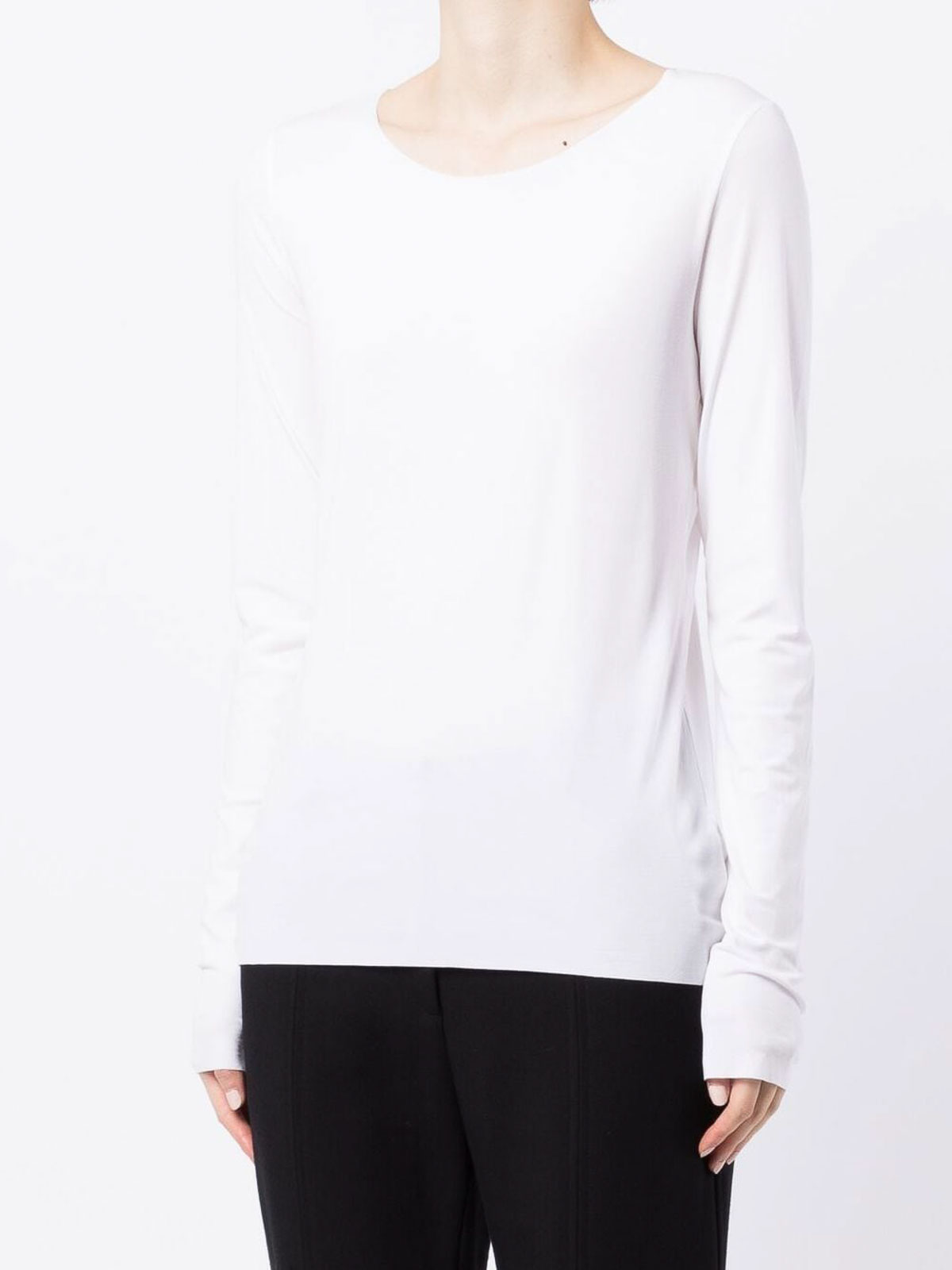 Shop Wolford Aurora Long Sleeve Pullover In White