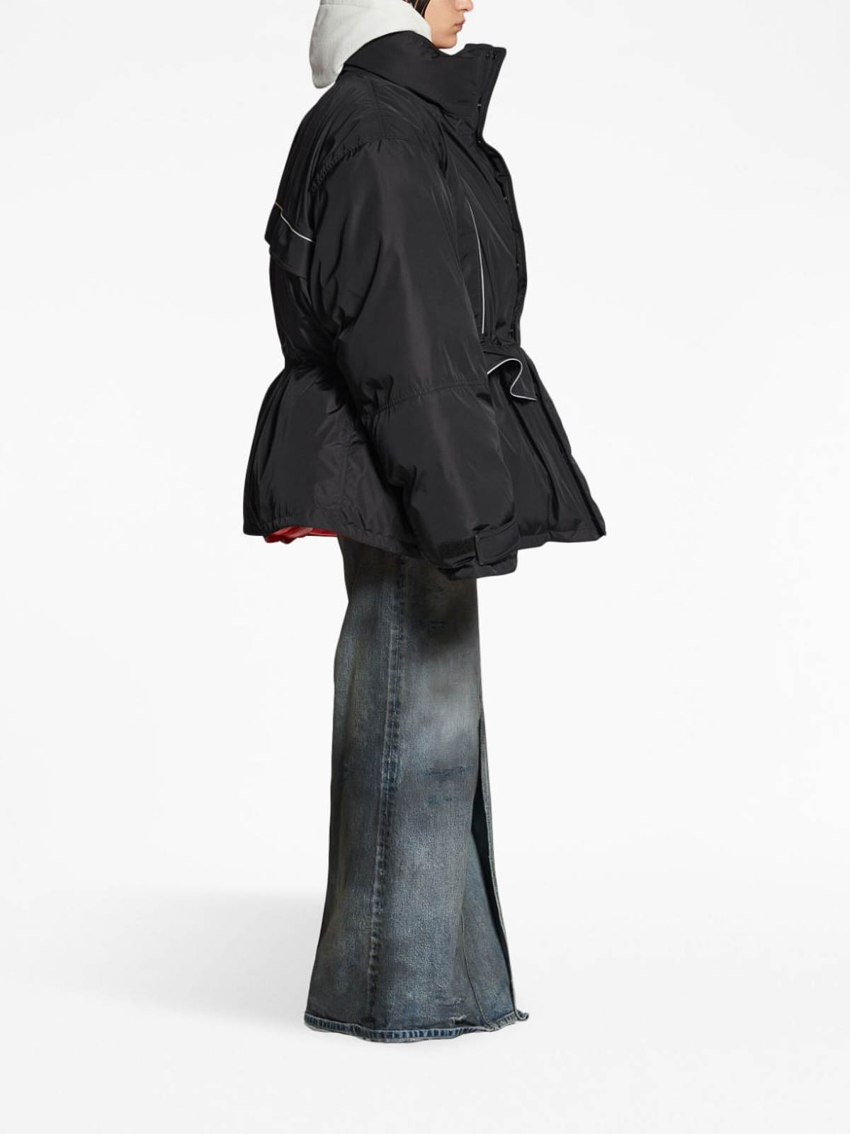 Shop Balenciaga Nylon Parka Coat In Black