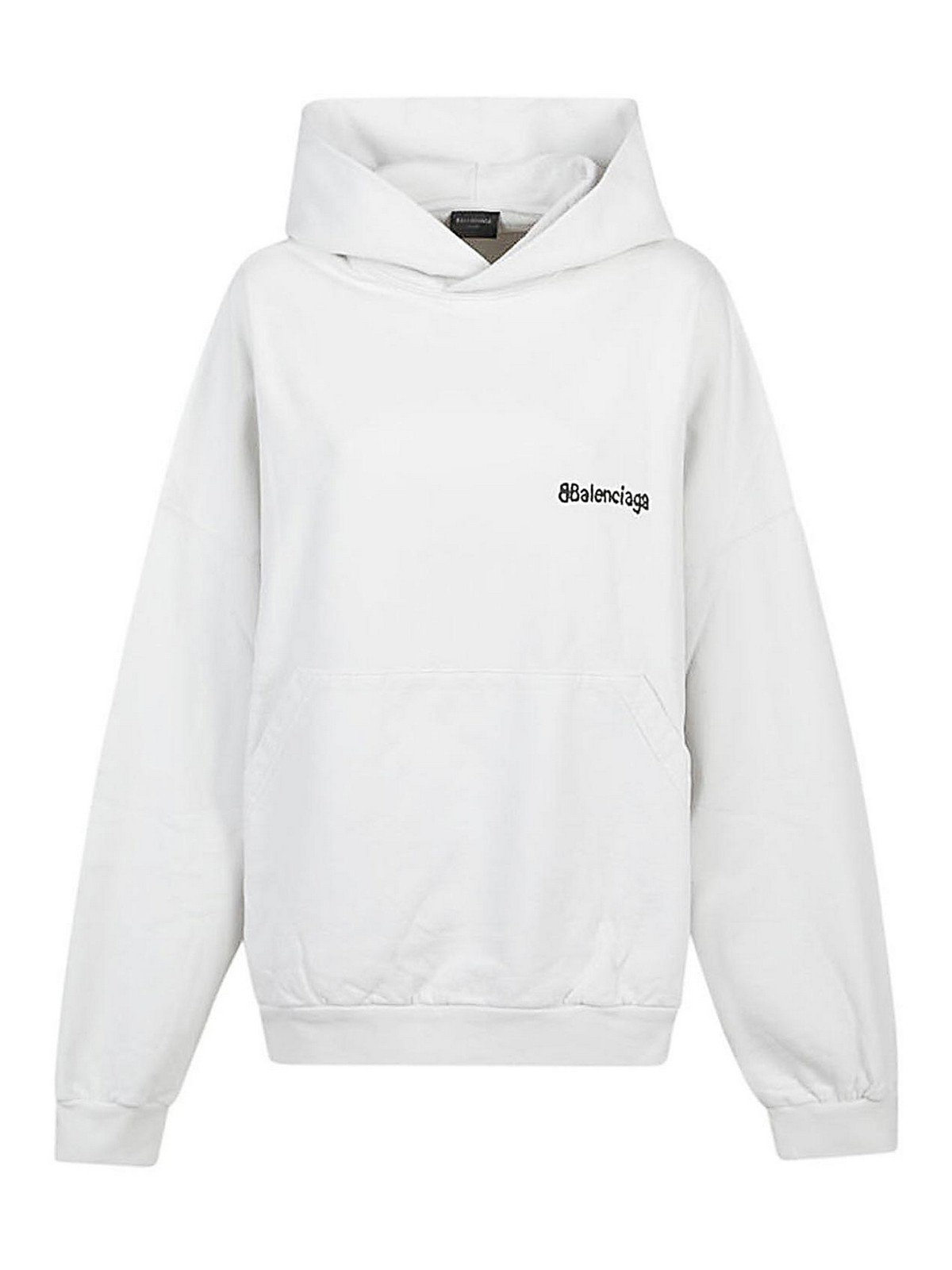 Shop Balenciaga Bb Corp Cotton Hoodie In White