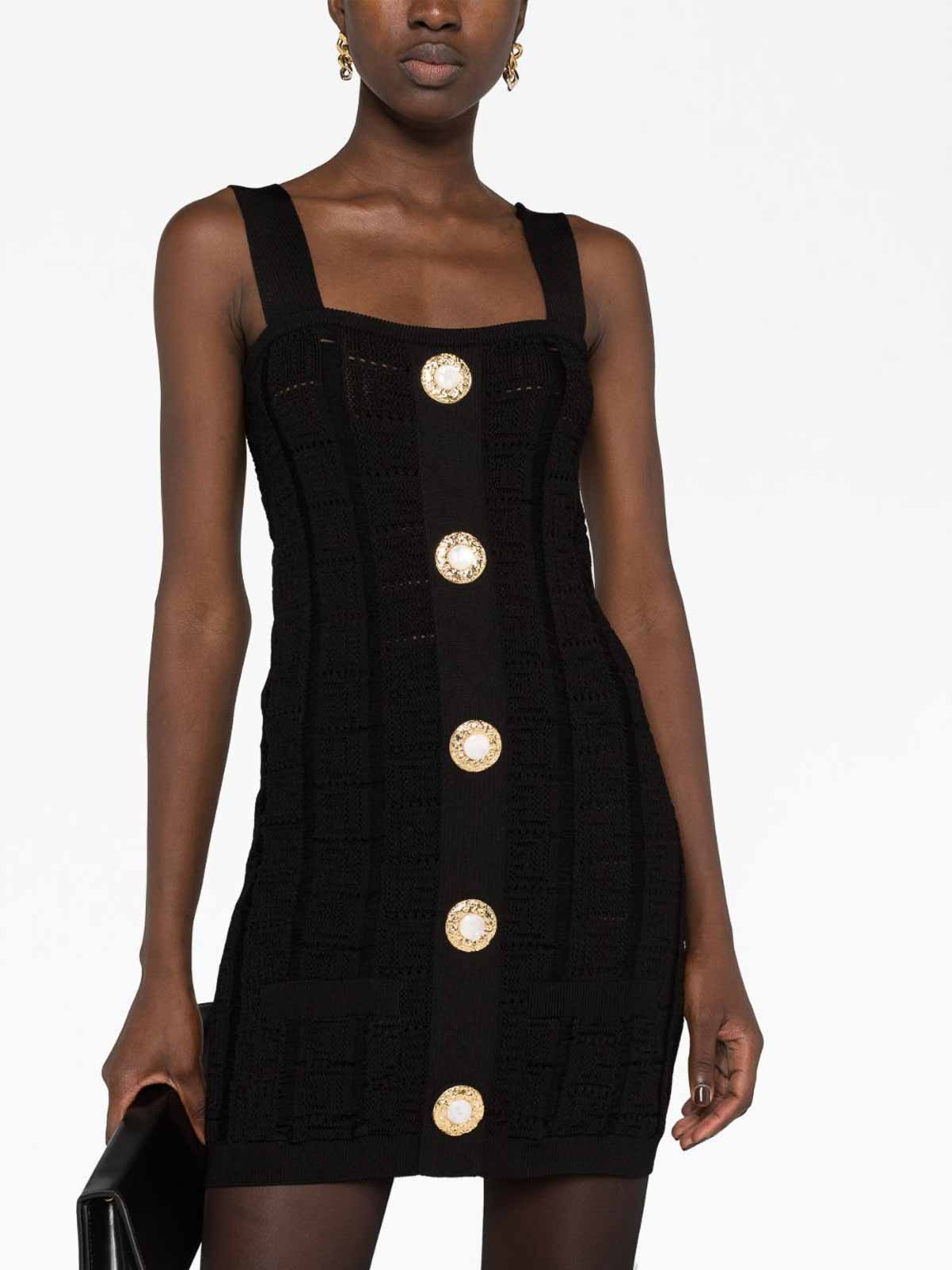 Balmain Monogram knit mini dress - Black - Women|BF1R2265KE680PA