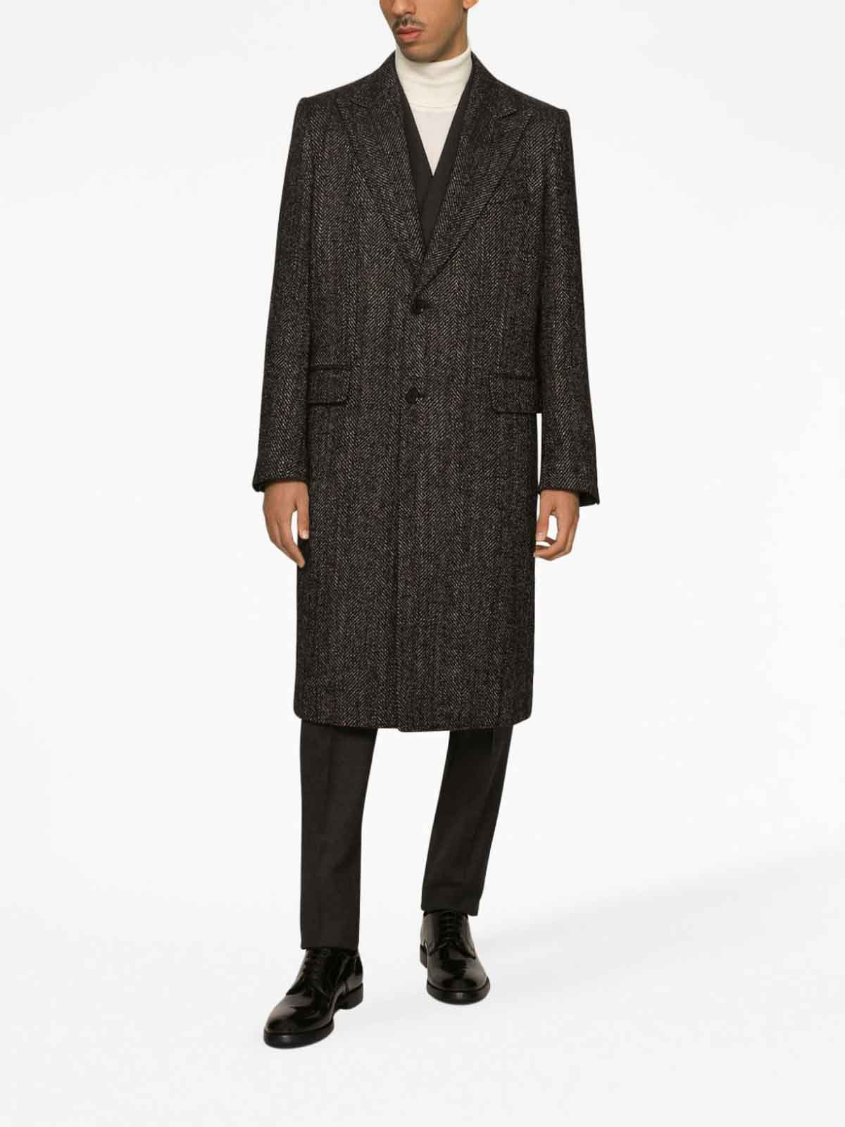 Shop Dolce & Gabbana Wool Single-breasted Coat In Grey