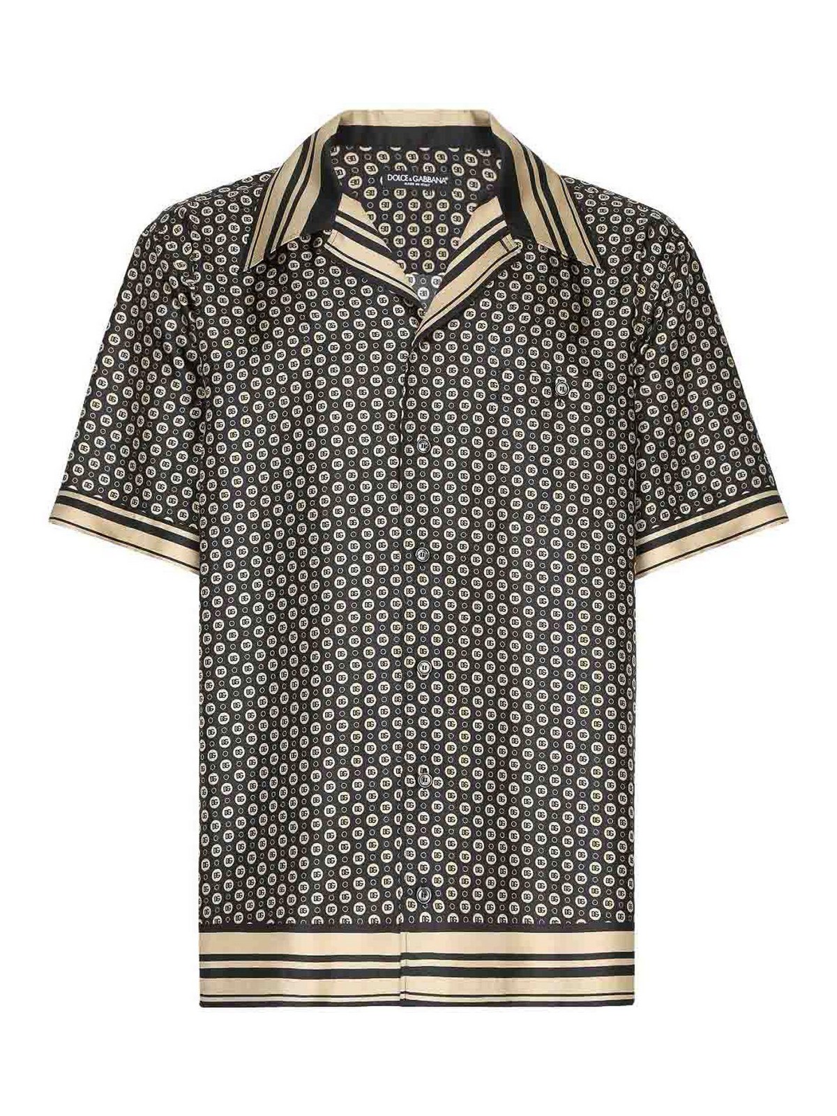 Dolce & Gabbana Silk Short Sleeve Shirt In Black