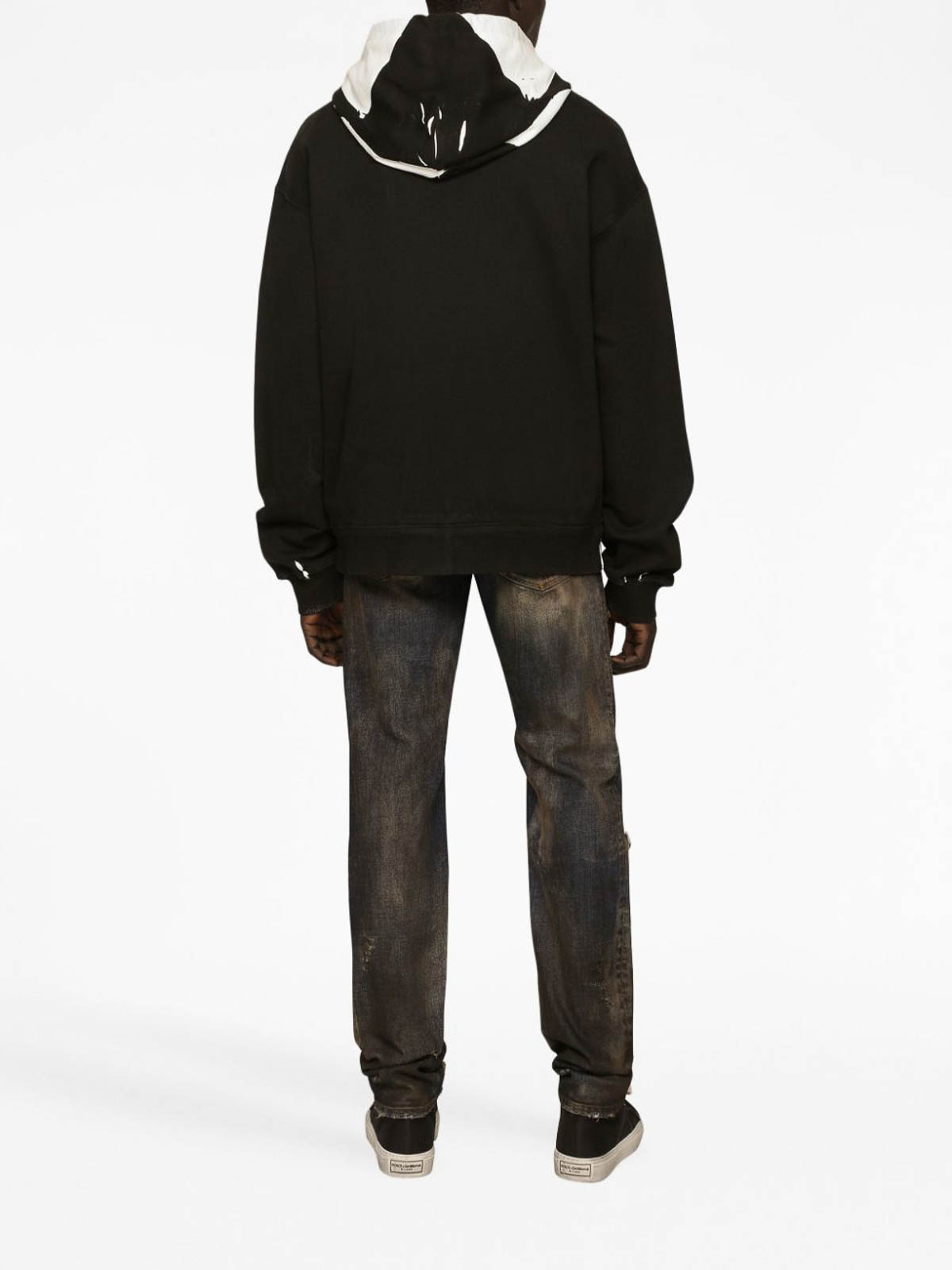 Dolce & Gabbana Felpa con cappuccio e zip in cotone con logo