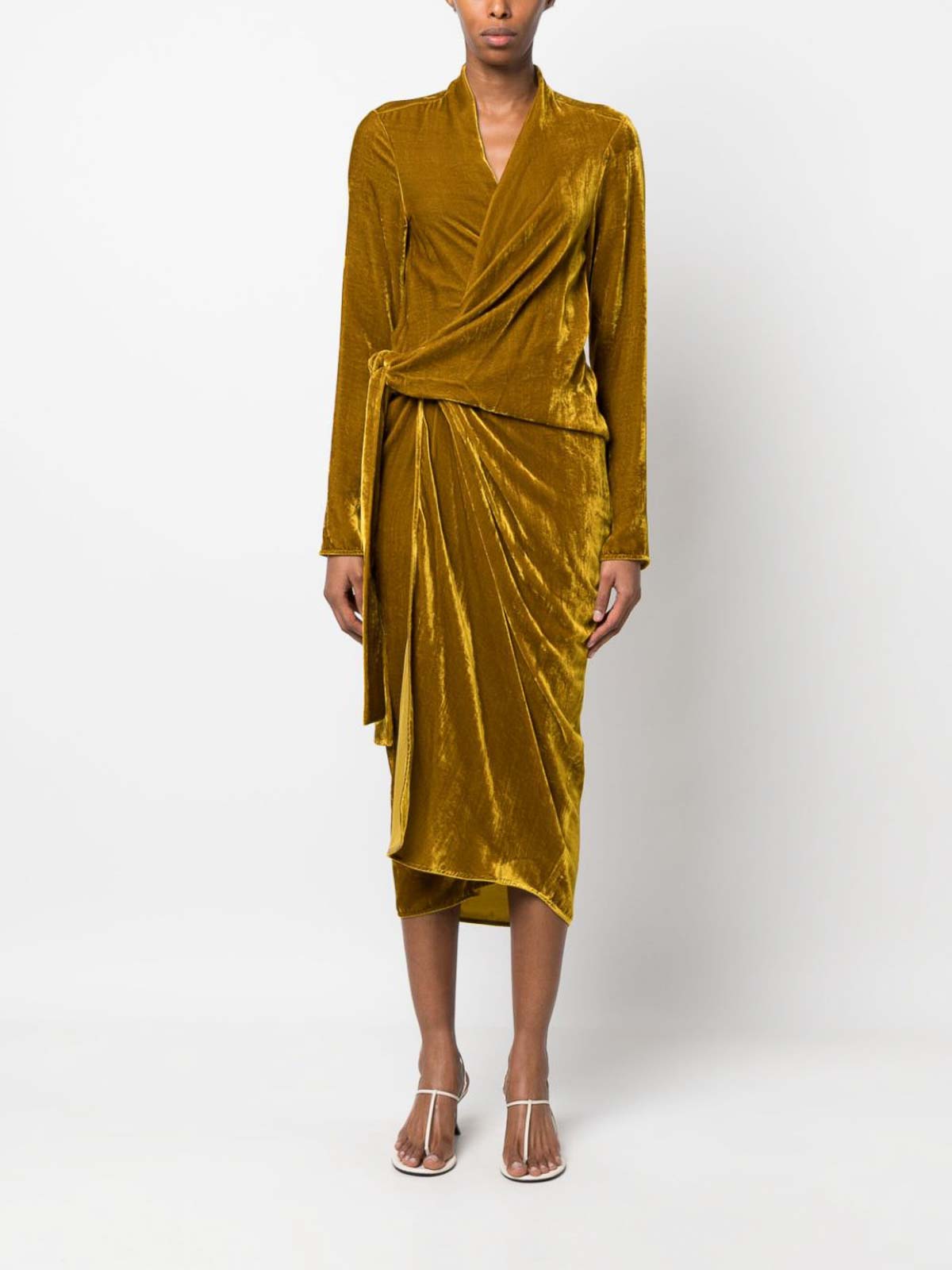 Erika Cavallini Elodie wrap midi dress - Yellow
