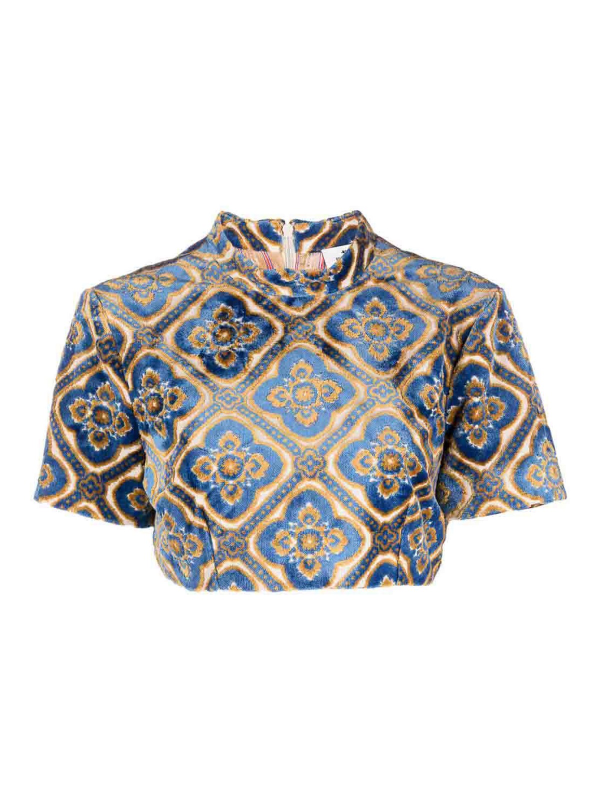 Shop Etro Printed Cropped Top In Black
