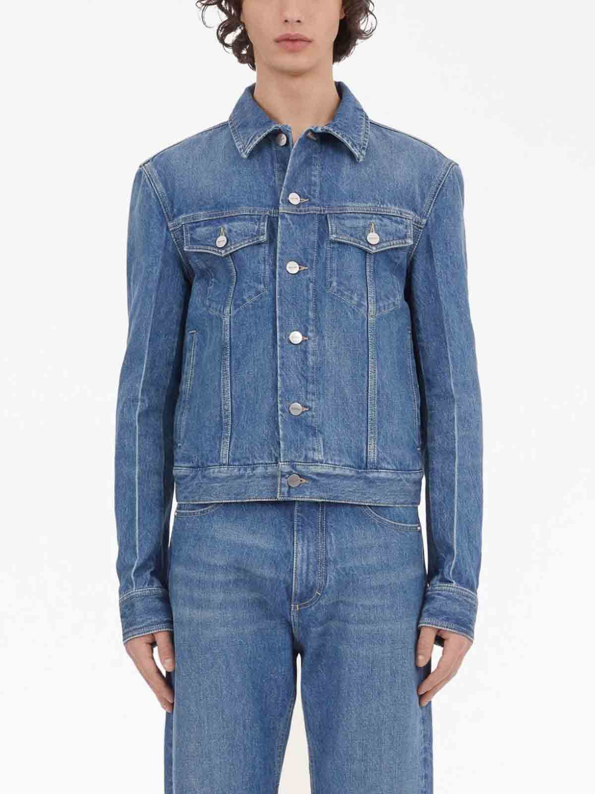 ジャケット SALVATORE FERRAGAMO TRUCKER JACKET IN FLOCKED COTTON Ferragamo Flocked Trucker Jacket - Denim | Editorialist