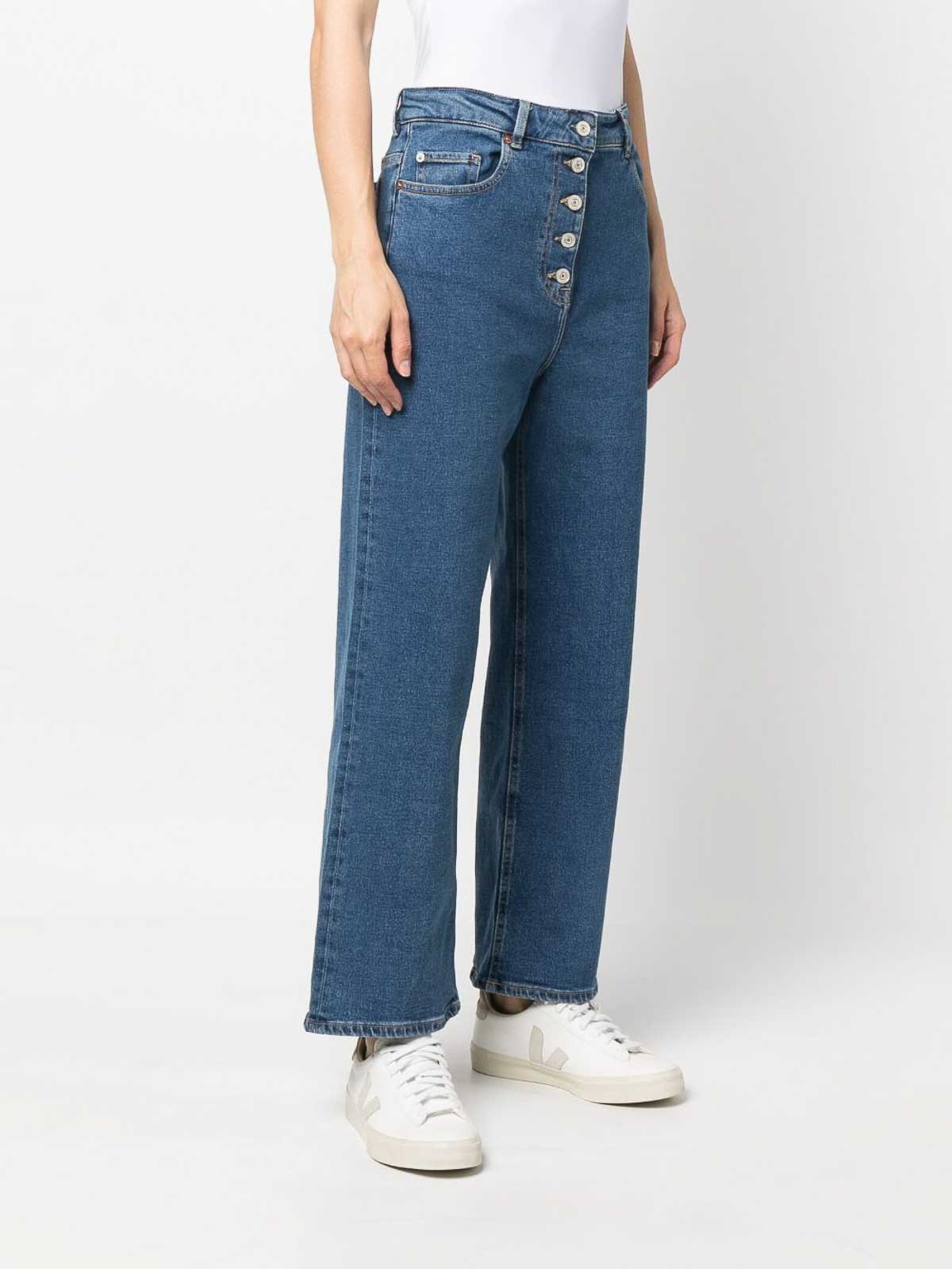 Shop Ps By Paul Smith Wide Leg Cropped Denim Jeans In Blue