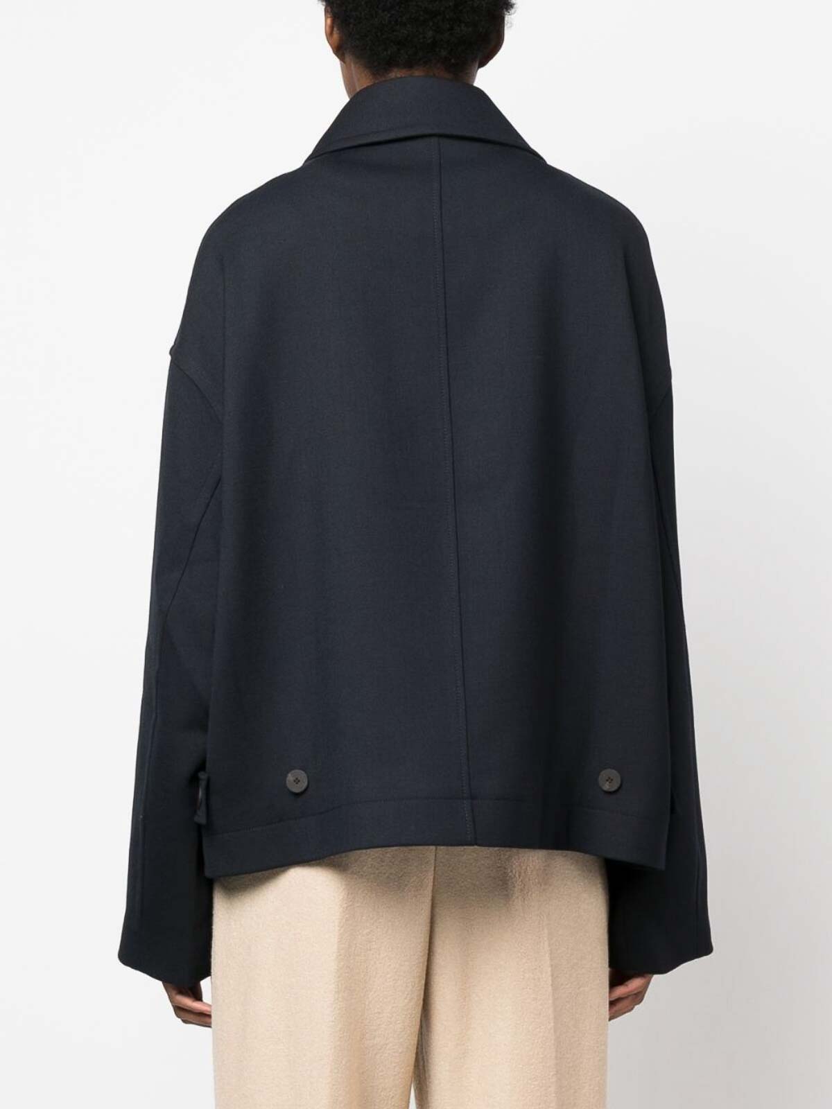 STUDIO NICHOLSON｜JACKETS (RUKWA JACKET NUTMEG(1213)) Rick Wool Jacket in Black | Boxy Camp Collar Jacket– Studio