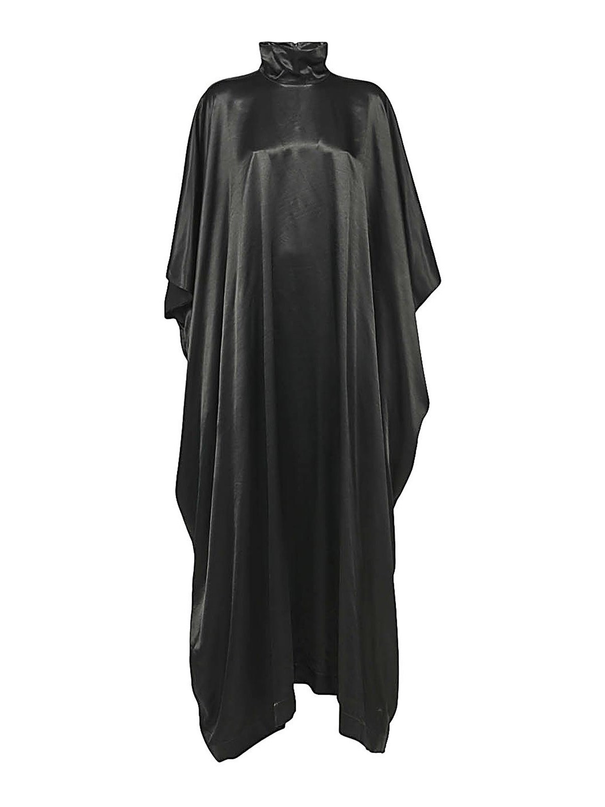 Shop Balenciaga Satin Long Dress In Black
