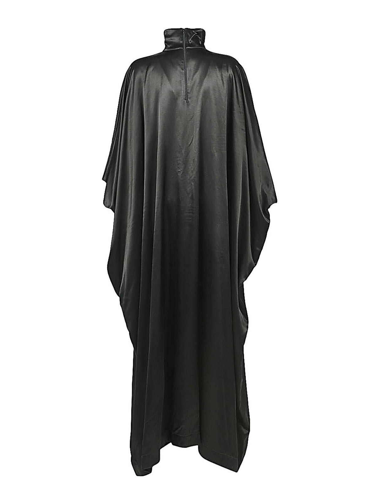 Shop Balenciaga Satin Long Dress In Black