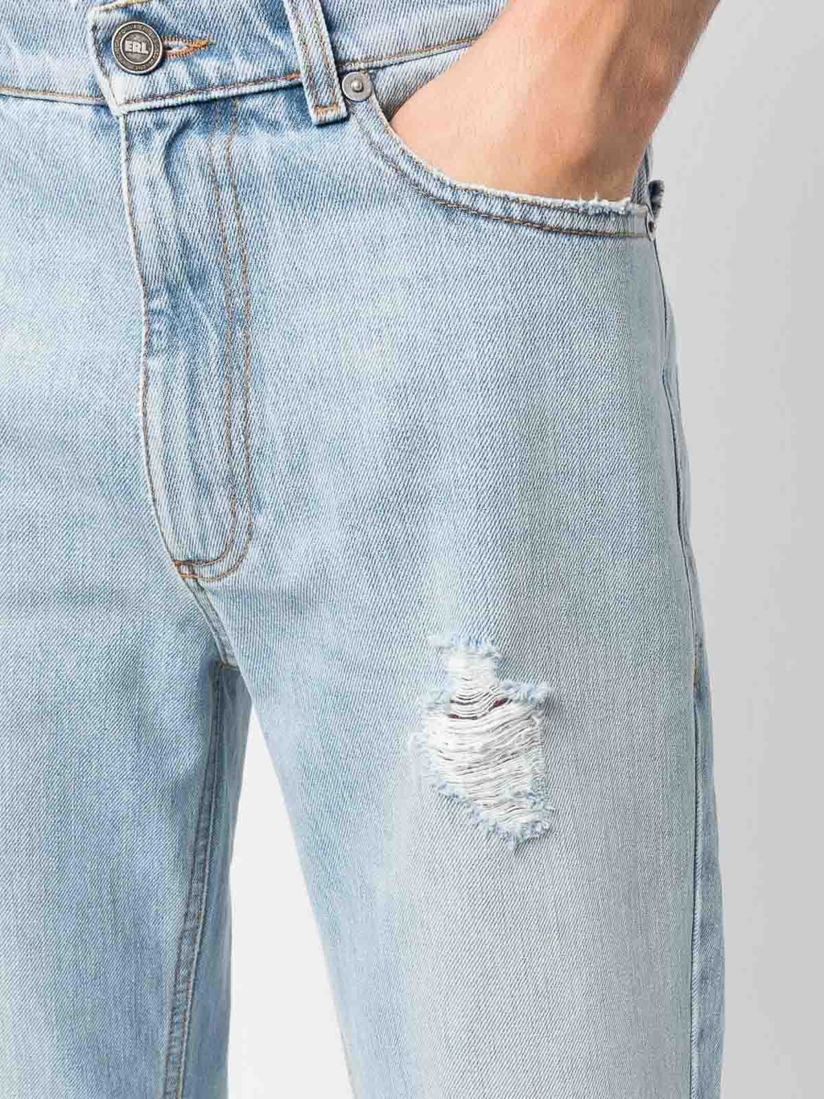 Shop Erl Ripped Denim Jeans In Blue