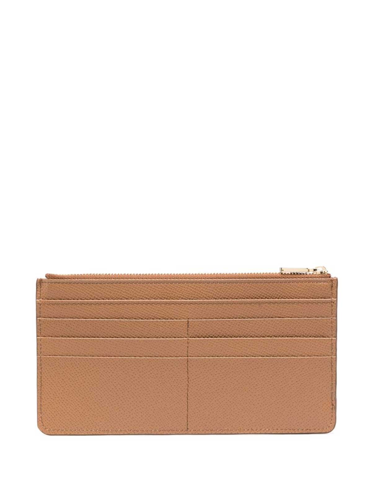 Shop Dolce & Gabbana Leather Zipped Card Case In Brown