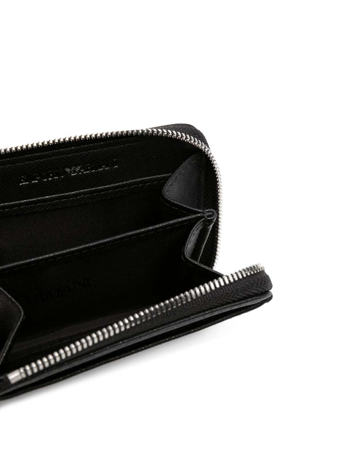 Shop Ea7 Leather Compact Wallet In Black